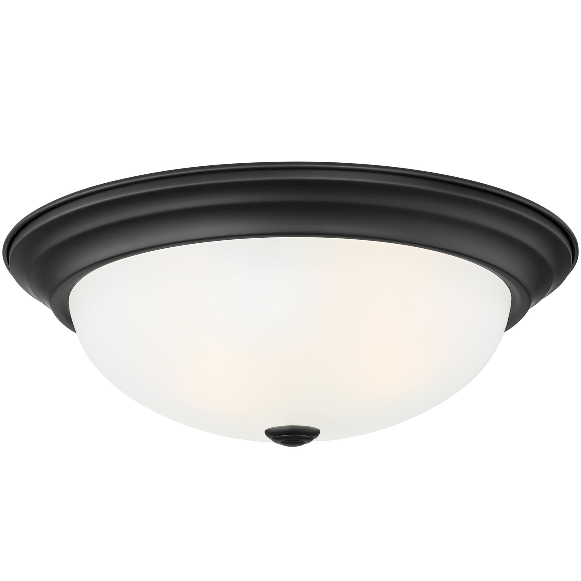 DESIGNERS FOUNTAIN Reedley 2-Lights Flush Mount Ceiling Light, 13 Inch Lighting Fixture for Kitchen, Bedroom, Bathroom, and Hallway, Matte Black with Etched Glass, 1257M-MB-W