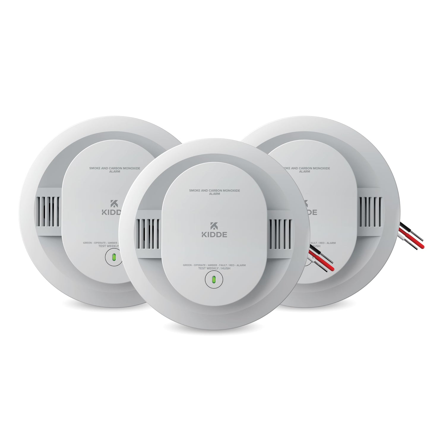 Kidde Smoke and Carbon Monoxide Detector, Hardwired with AA Battery Backup, LED Status Lights, Interconnected, 85 dB Alarm, 5 inches, 30CUAR, 3 Pack
