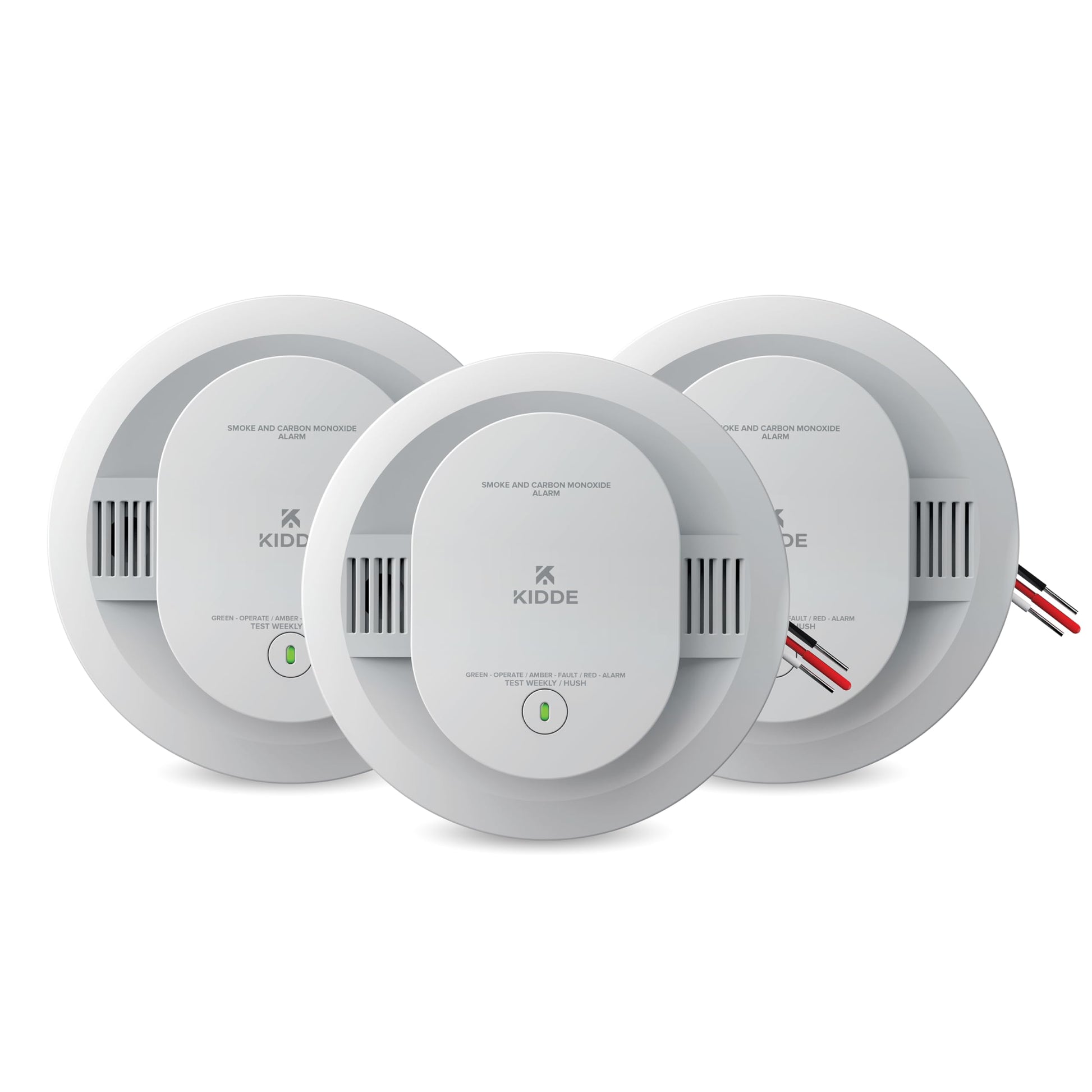 Kidde Smoke and Carbon Monoxide Detector, Hardwired with AA Battery Backup, LED Status Lights, Interconnected, 85 dB Alarm, 5 inches, 30CUAR, 3 Pack