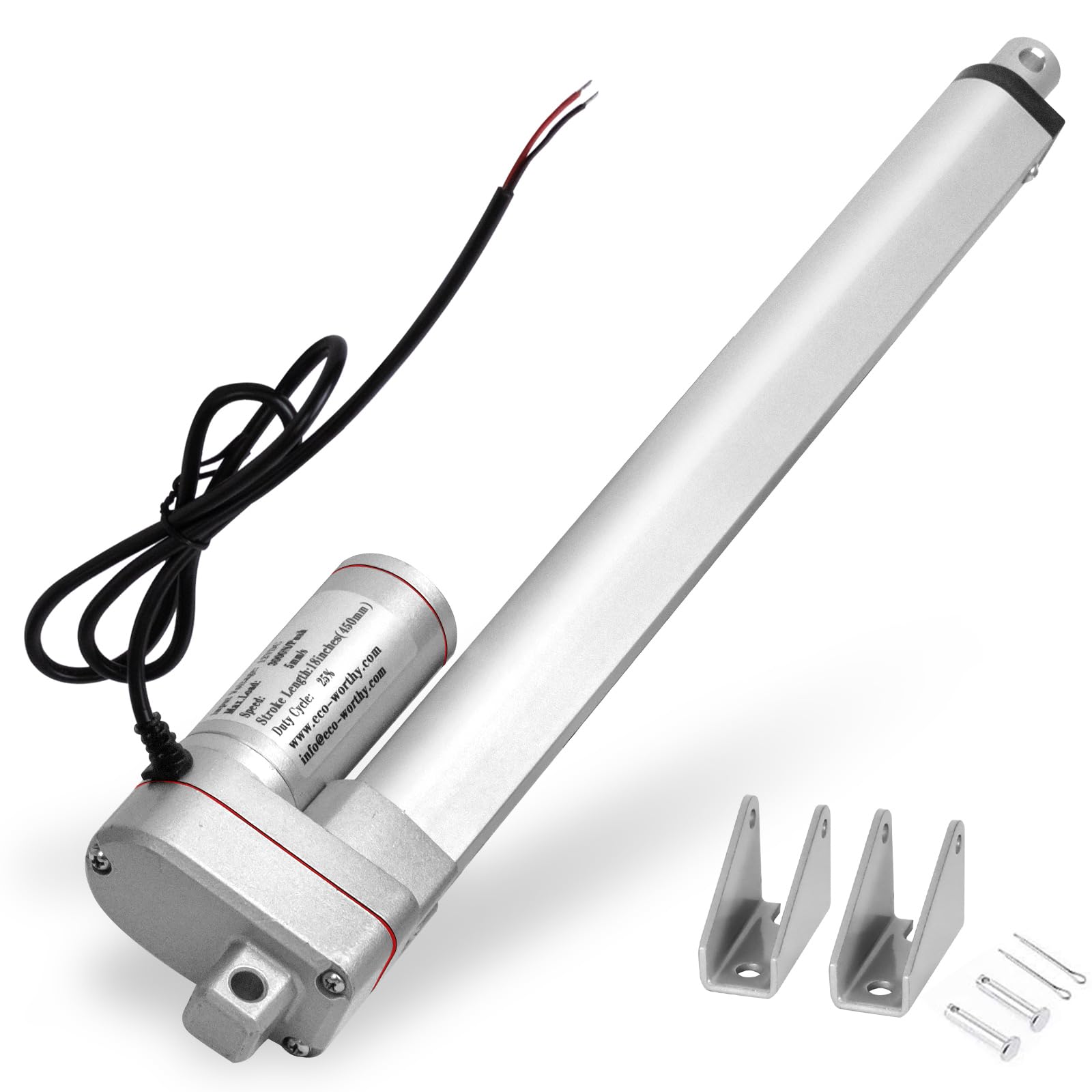 ECO-WORTHY Linear Actuator Heavy Duty 3000N/660lbs with Mounting Brackets Multi-Function (12V, 18")