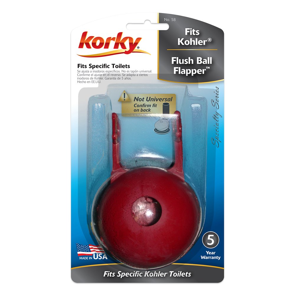 Korky 58BP Flush Ball For Kohler Toilet Repairs - Replaces Kohler Part 49114 - Made in USA