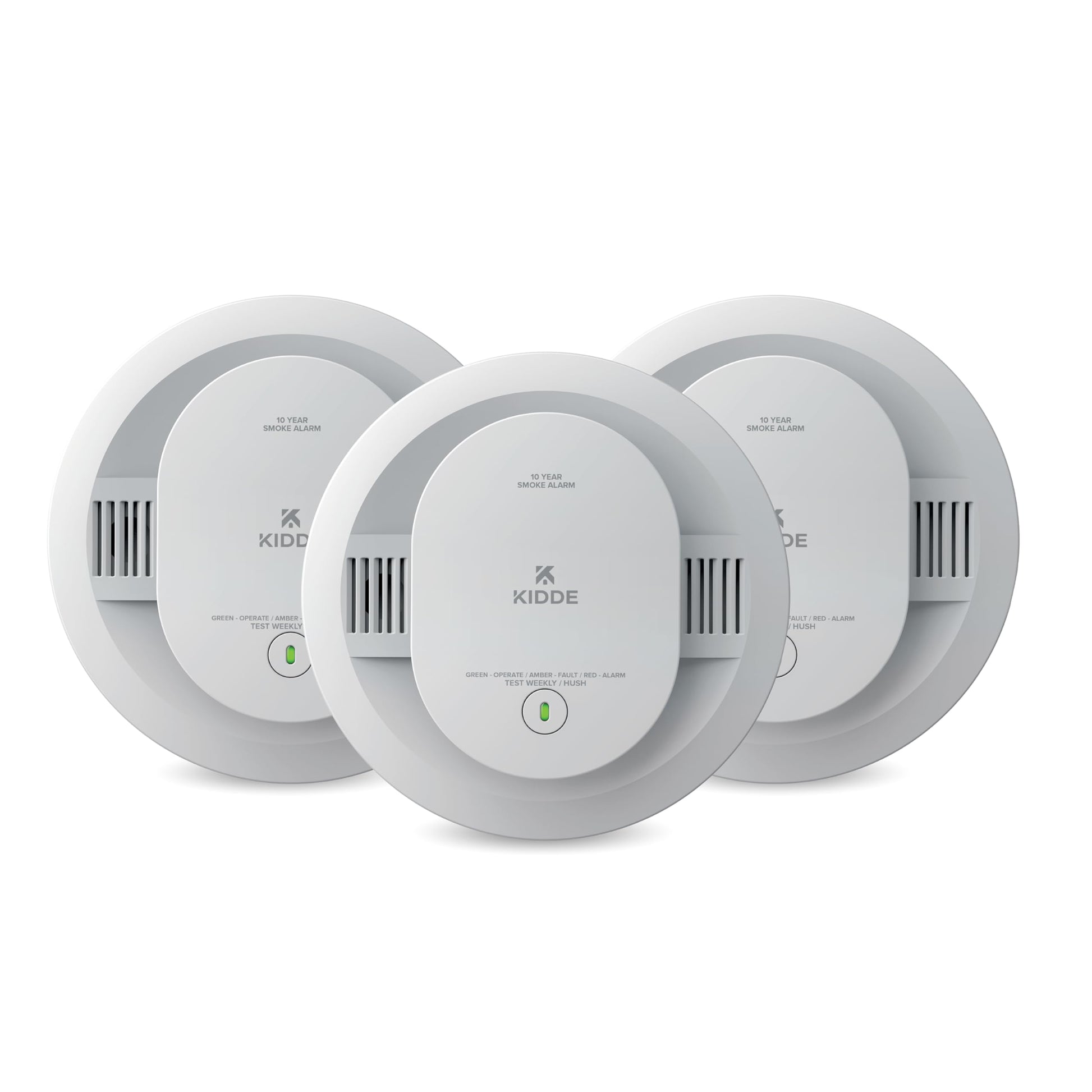 Kidde Smoke Detector, 10-Year Battery Powered, with Voice Alerts, LED Status Lights, 85 dB Alarm, 5-inches, 20SD10-V, 3 Pack