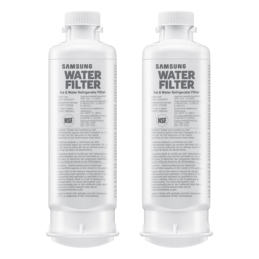 Samsung HAF-QIN-2P/EXP Genuine Refrigerator Water Filter, Reduces 99% of Harmful Contaminants for Clean, Clear Drinking Water, 6-Month Life, Easy Install, Pack of 2