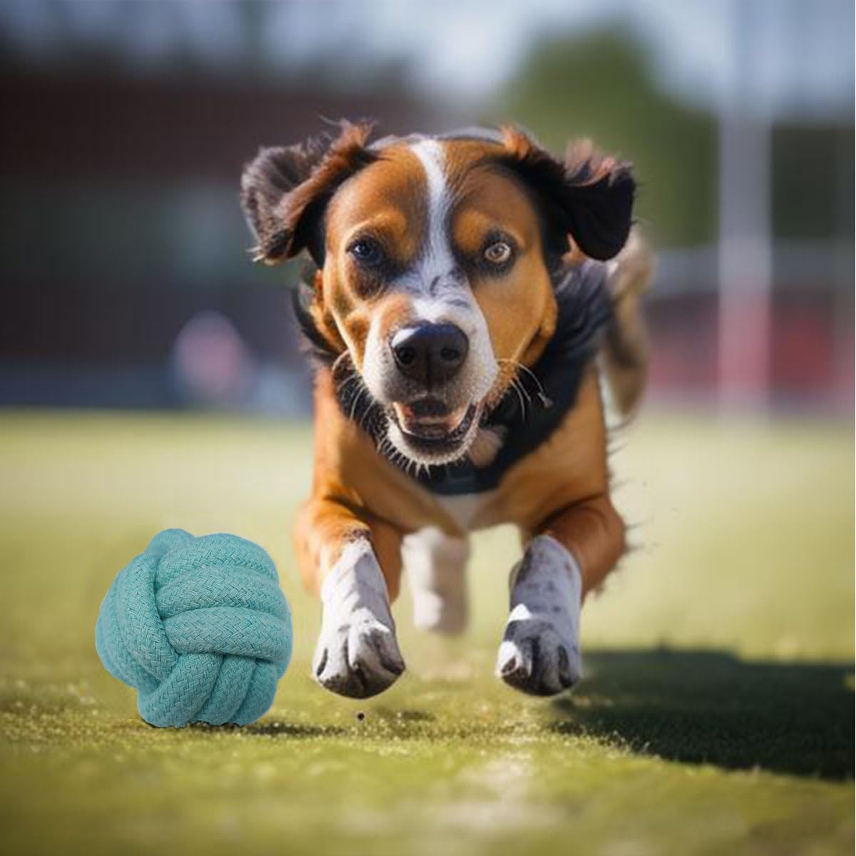 GOGOTAIL 2-Pack Dog Rope Ball Toys – Durable 3" Chew & Teething Balls for Medium & Large Dogs, Tug Play, Teeth Cleaning, Boredom Relief, Natural Cotton, Indoor Outdoor Use, Light Blue