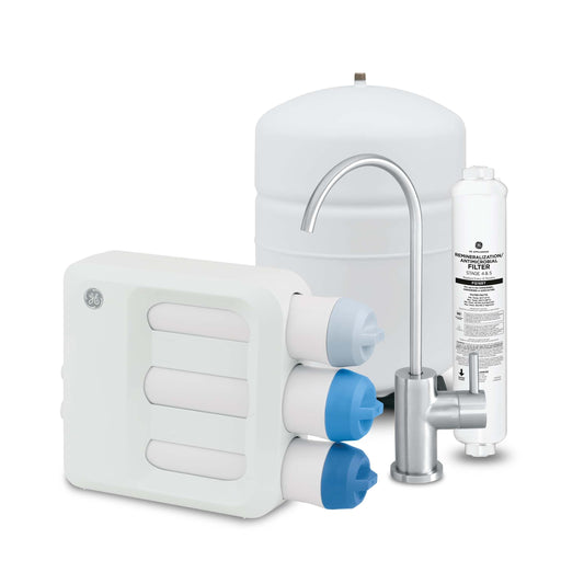 GE 5-Stage Reverse Osmosis Under Sink Water Filtration System with Faucet, Reduces 95+ Impurities including Lead, Chlorine, Arsenic, Filters FQ18PN, FQ18MN, FQ18RT, GXRV40TBN