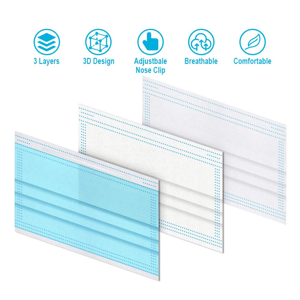 Comix Disposable Face-Mask with 3-Layer Disposable Face Masks, Pack of 50