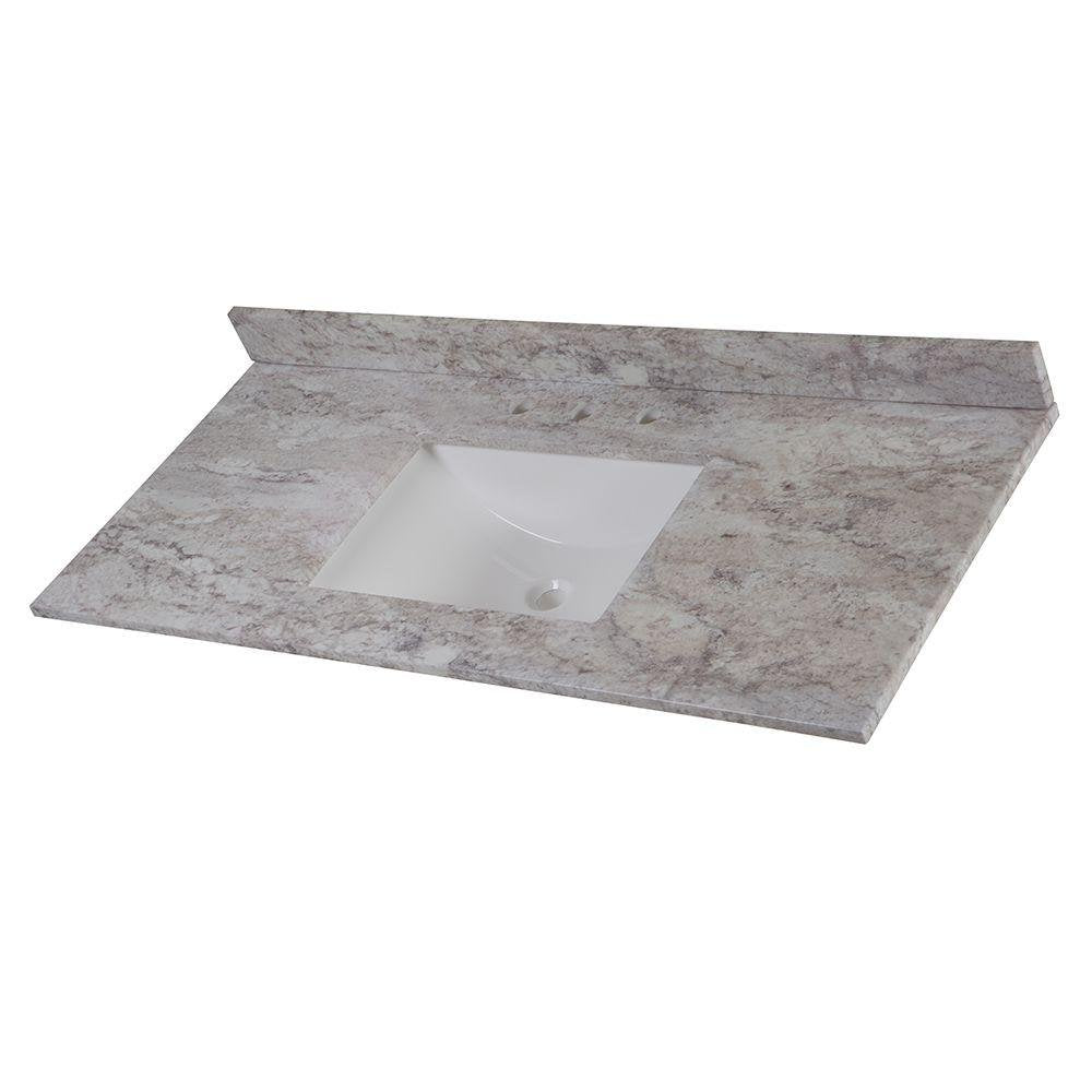 Home Decorators Collection 49 in. W x 22 in. D Ceramic White Rectangular Single Sink Vanity Top in Winter Mist SERST49-WM