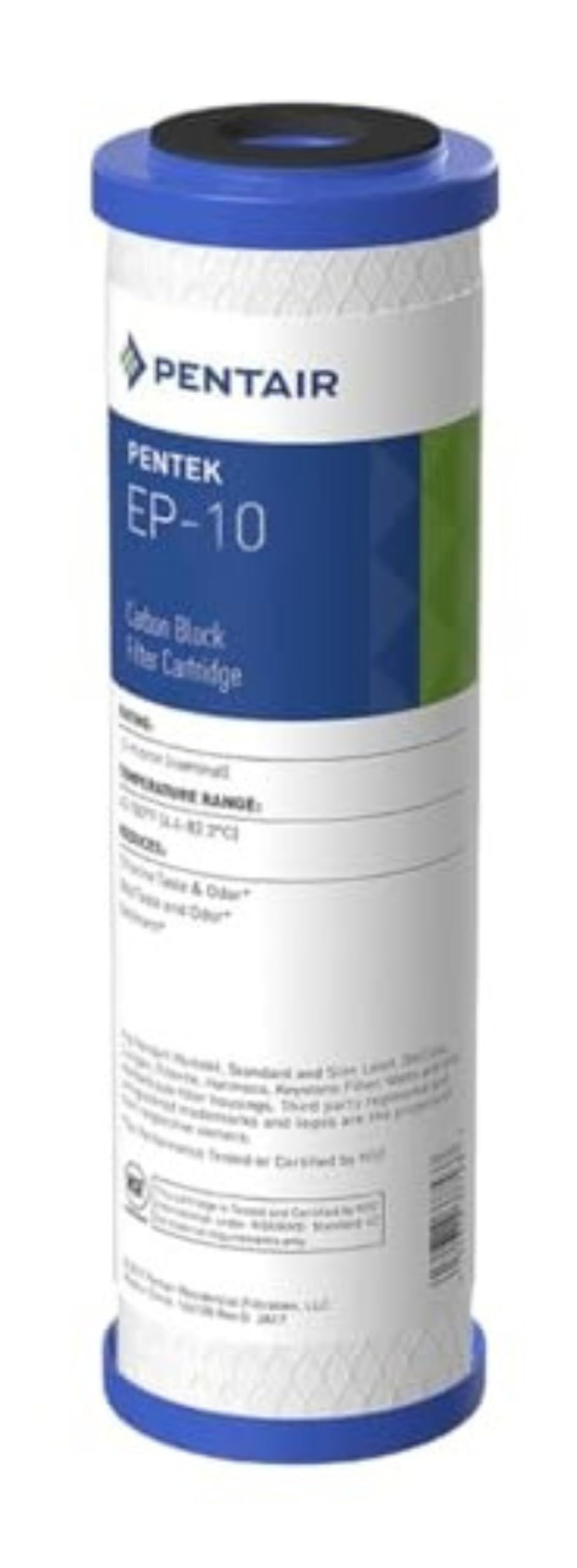 Pentair Pentek EP-10 Carbon Water Filter, 10-Inch, Under Sink Carbon Block Replacement Cartridge with Bonded Powdered Activated Carbon (PAC) Filter, 10" x 2.5", 5 Micron