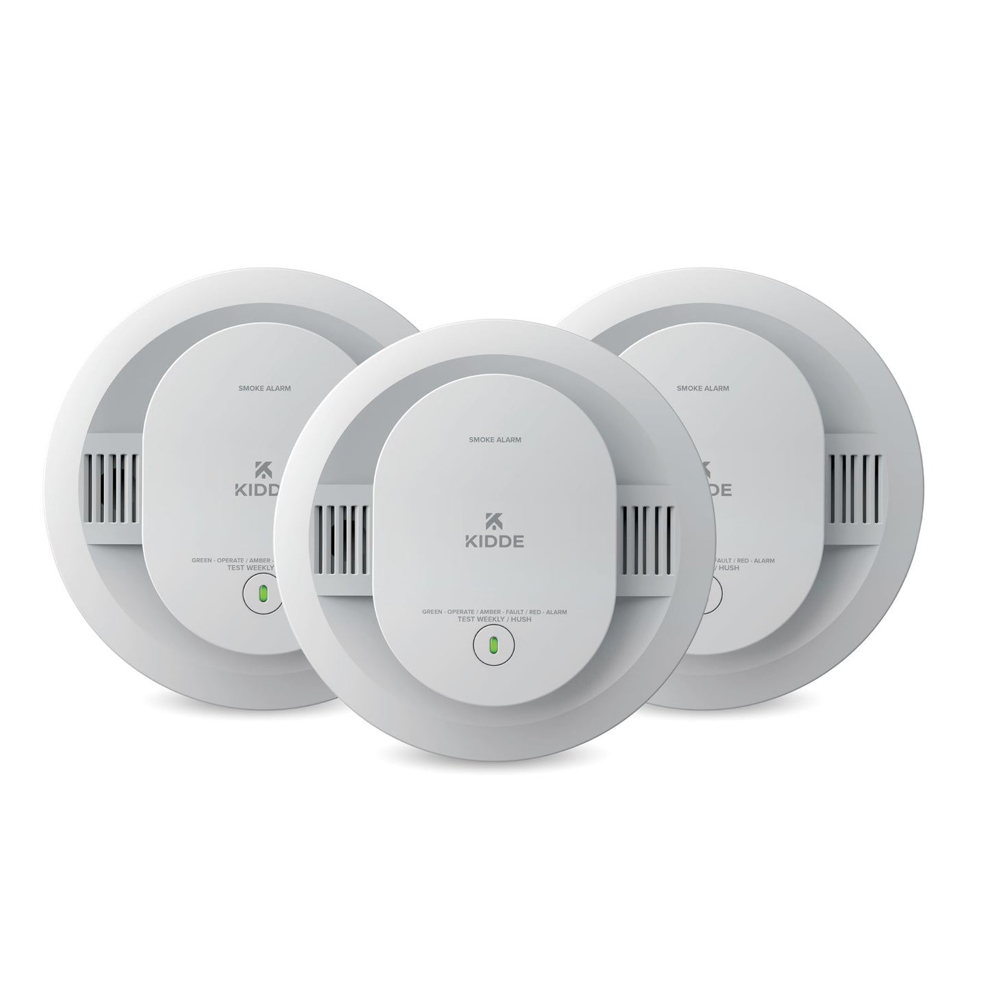 Kidde Smoke Detector, AA Battery Powered LED Status Lights, 85 dB Alarm, 5-inches, 20SDR, 3 Pack