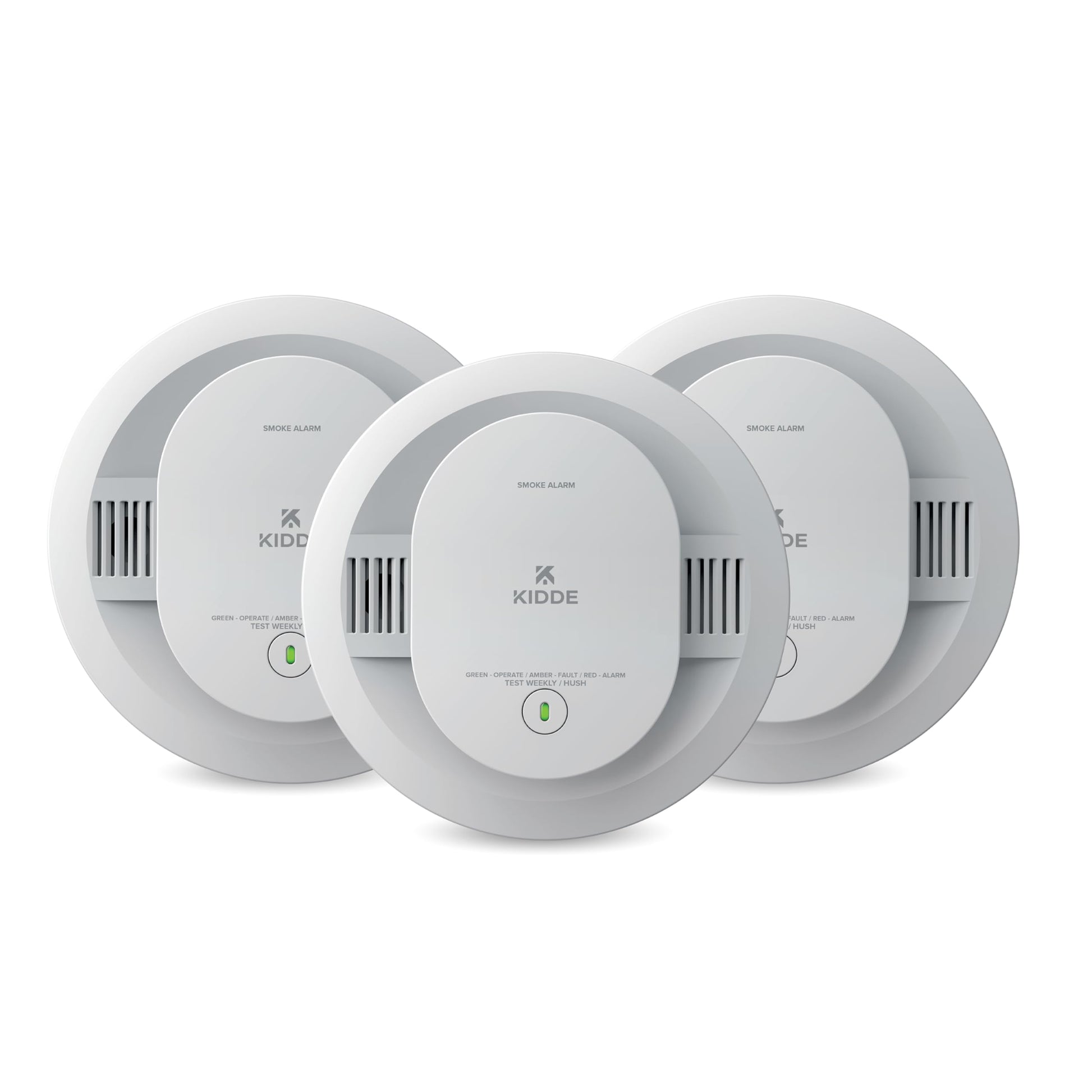 Kidde Smoke Detector, AA Battery Powered LED Status Lights, 85 dB Alarm, 5-inches, 20SDR, 3 Pack
