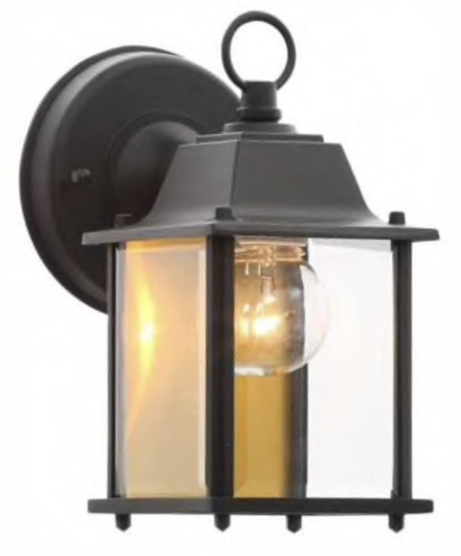 NO HARDWARE 8.5” Black Outdoor Coach Wall Lantern Wet Locations Clear Glass