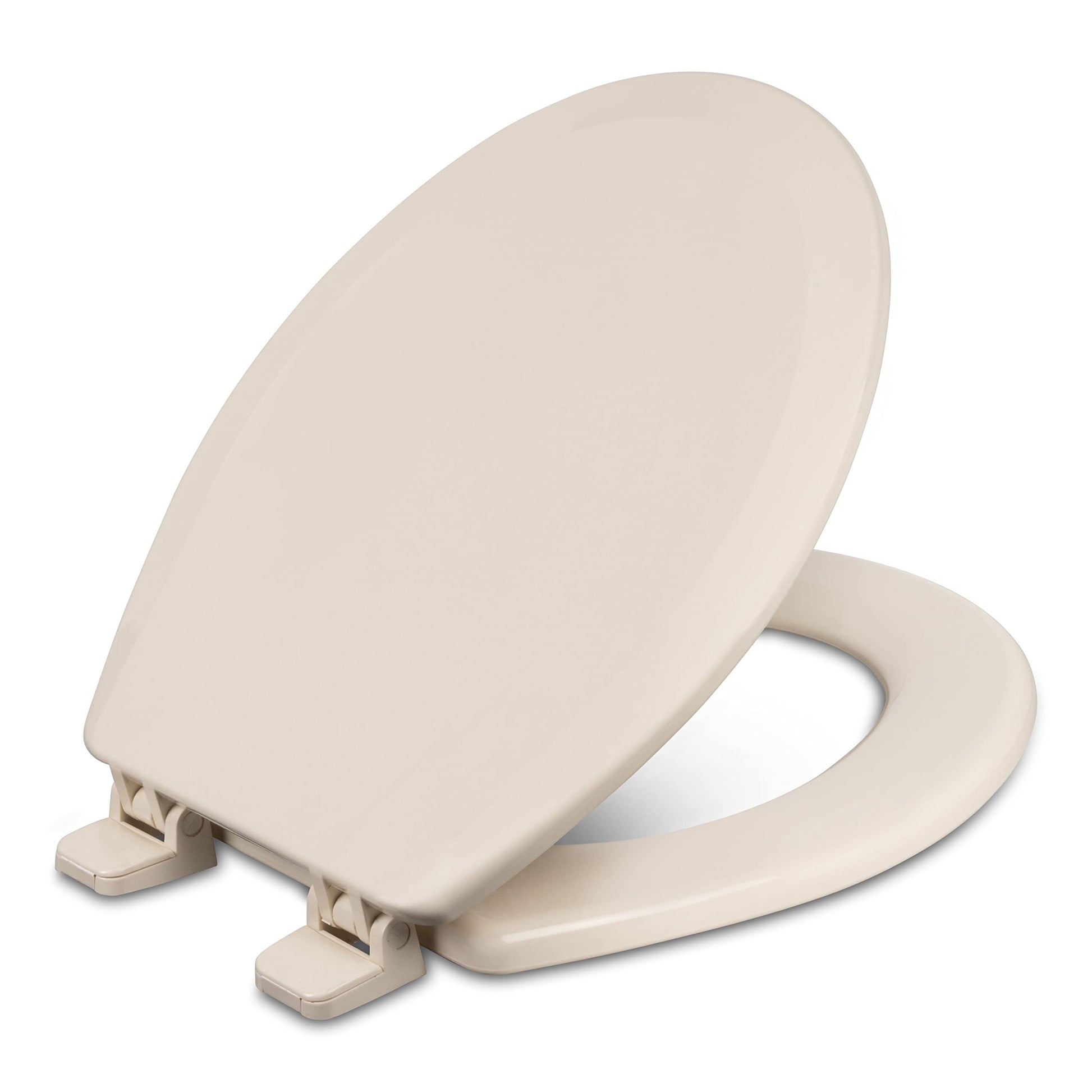 Centoco Heavy-Duty Elongated Toilet Seat, Wood Core with Scratch-Resistant Plastic Finish, Won't Crack or Fade, Residential, Made in the USA, DSAMAZ9-106, Bone