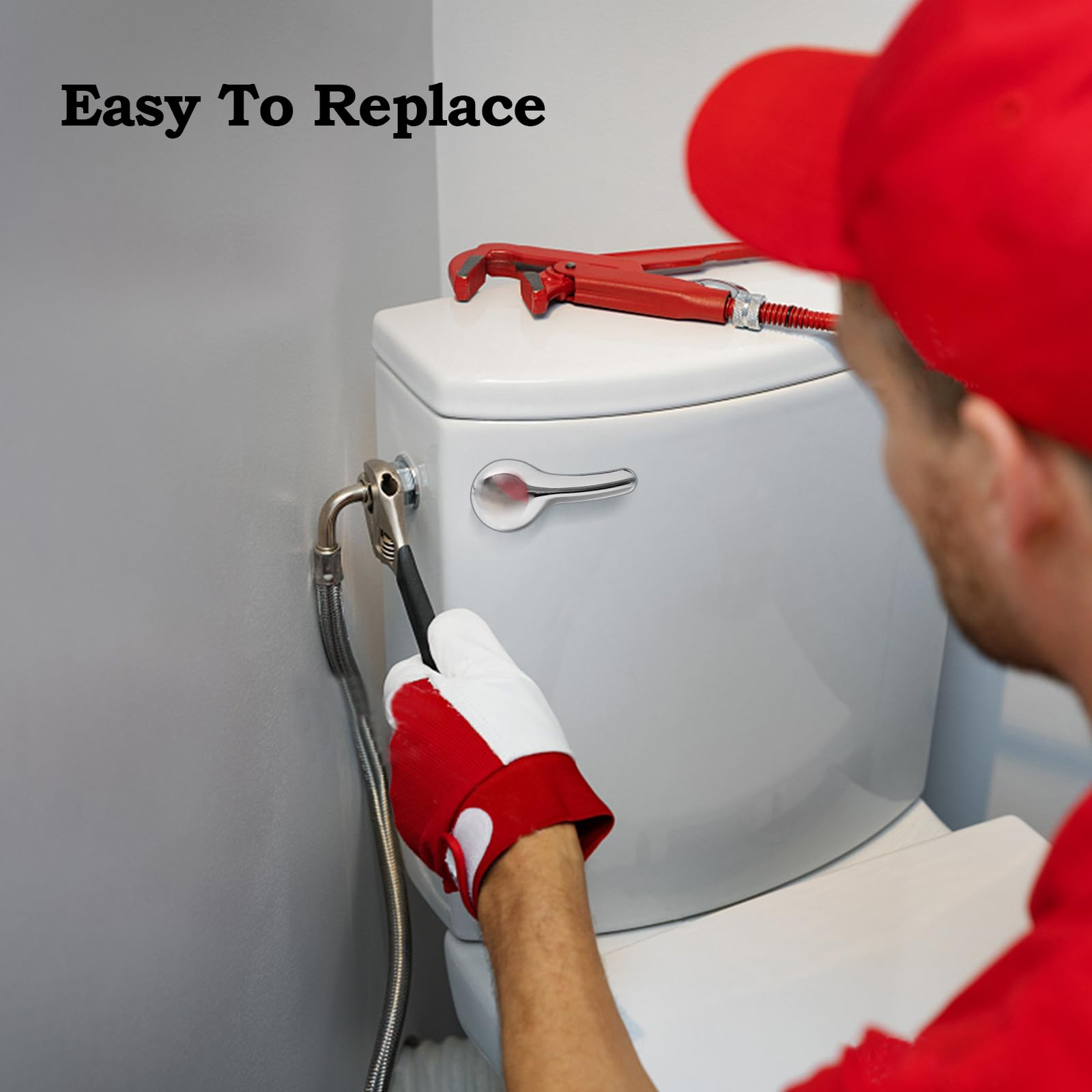 Demiwise Universal Toilet Flush Handle, Front Mount Bowl Flusher Replacement Kit with Chain, Handle Lever Tank Kit Suitable for American Standard/Mansfield Toilet,etc, Easy to Install(1Pcs)