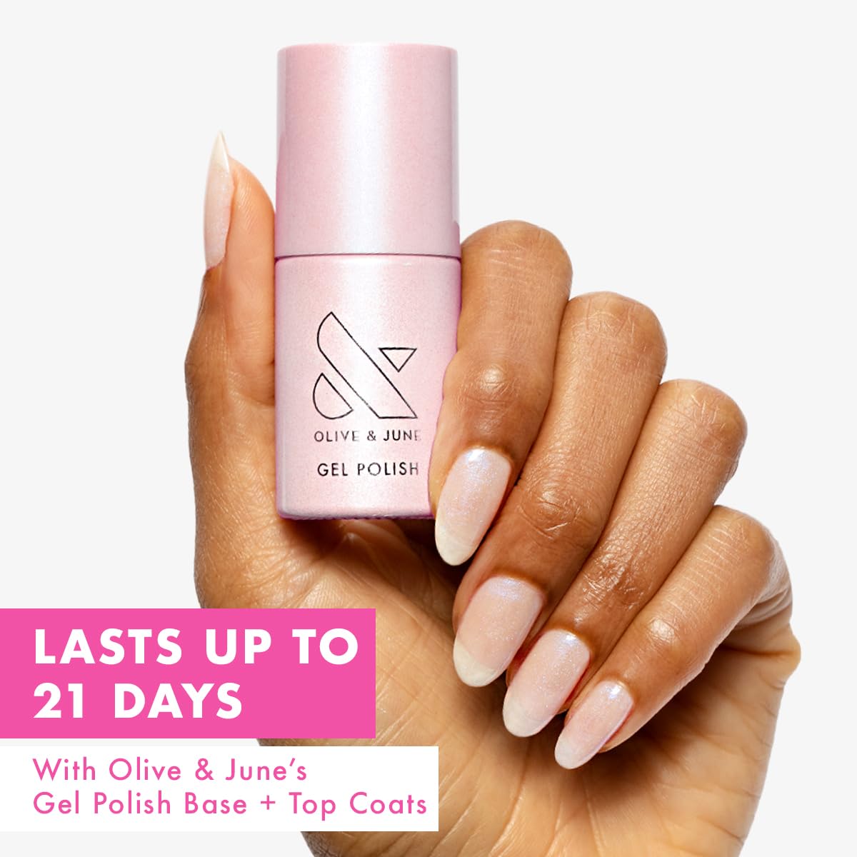 Olive & June Summer Gel Nail Polish | Hema Free | UV LED Nail Lamp Needed | Long Lasting | Up to 21 Days of Wear | Damage-Free Removal | Salon-Quality Manicure Pedicure | Pink Goldfish Iridescent