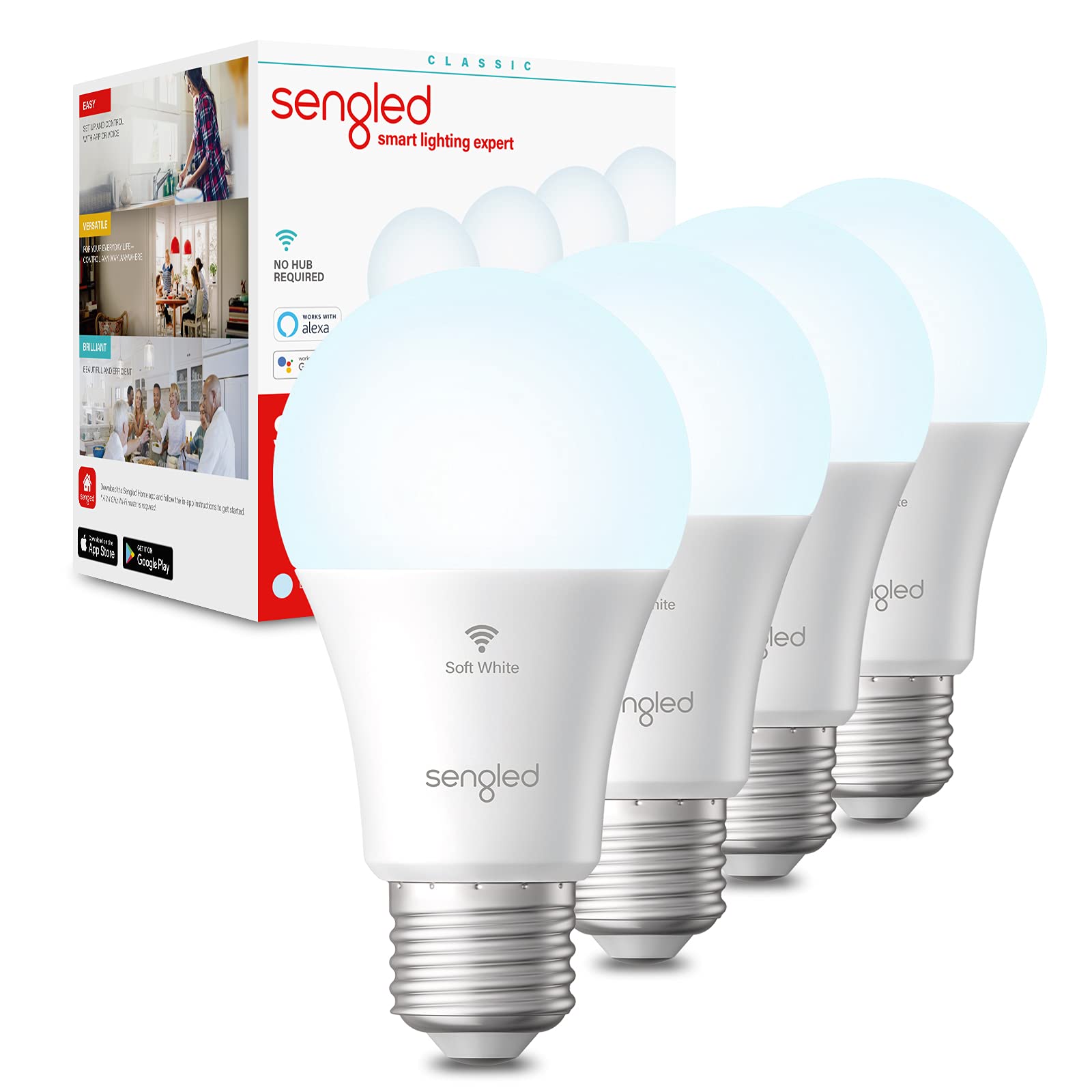 Sengled Smart Light Bulbs, 100W Equivalent WiFi Light Bulb, 1500LM High Brightness Smart Bulbs That Work with Alexa Google, Dimmable A19 Daylight 5000K Alexa Light Bulb, CRI>90, No Hub Required, 2Pack