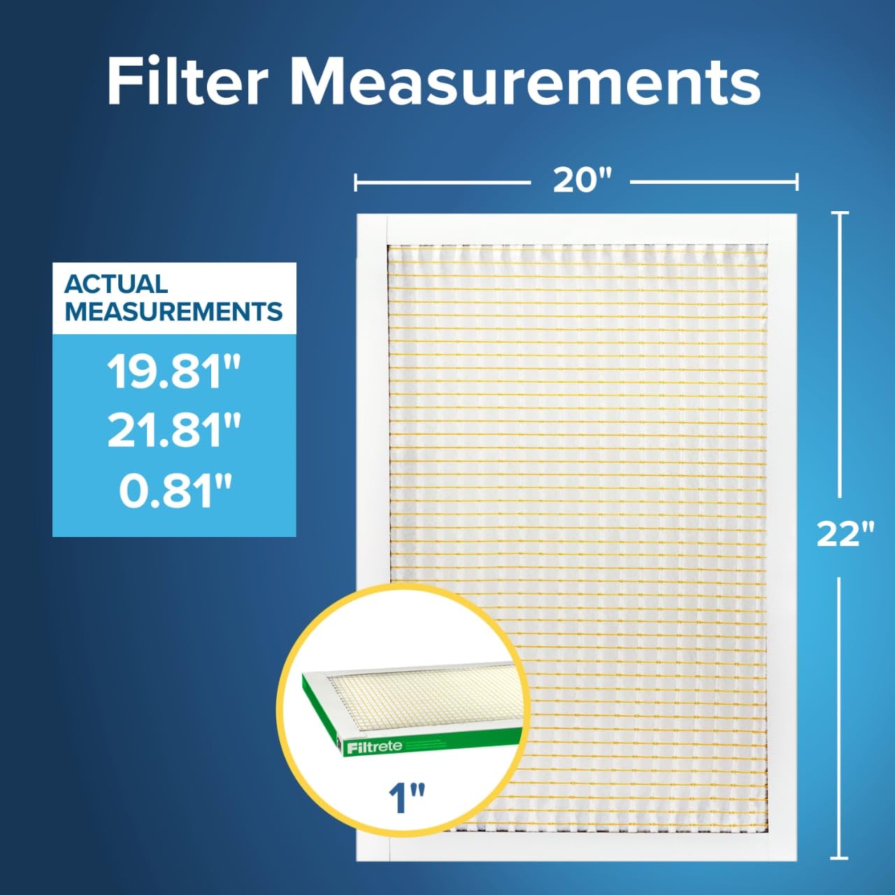 Filtrete 20x22x1 AC Furnace Air Filter, MPR 700, MERV 8, Tough on Pollen, Easy on Airflow, 3-Month Pleated 1-Inch Electrostatic Air Cleaning Filter, 2-Pack (Actual Size 19.81 x 21.81 x 0.81 in)