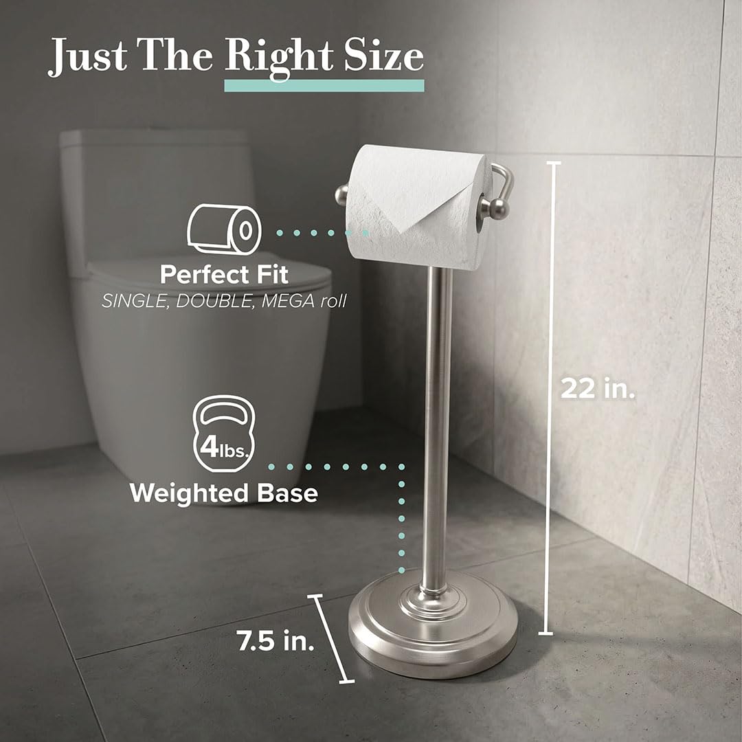 Gatco 1436SN Pedestal Toilet Paper Holder, Satin Nickel