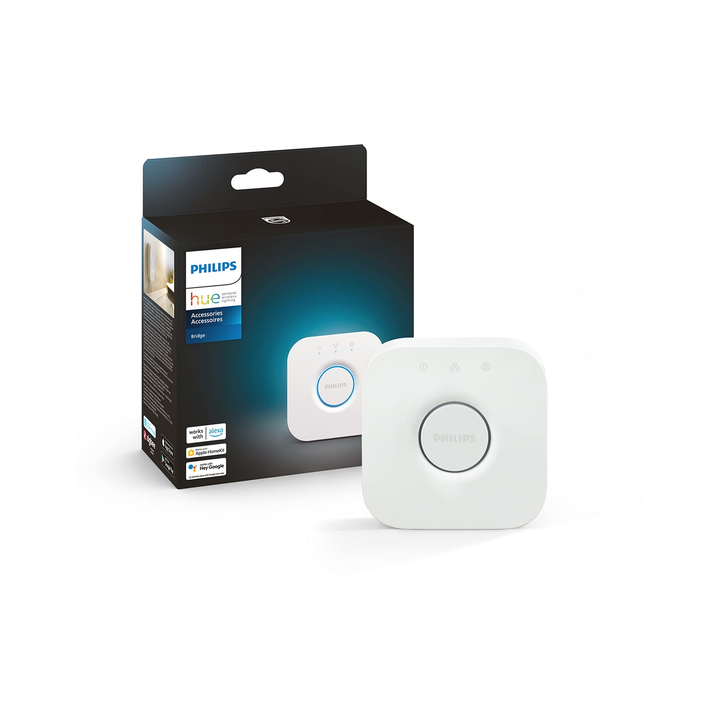 Philips Hue Bridge, Unlock the Full Potential of Hue Bridge System, Multi-Room and Out-of-Home Control, Create Automations and Zones, Smart Lighting Hub, Works with Voice and Matter-Compatible