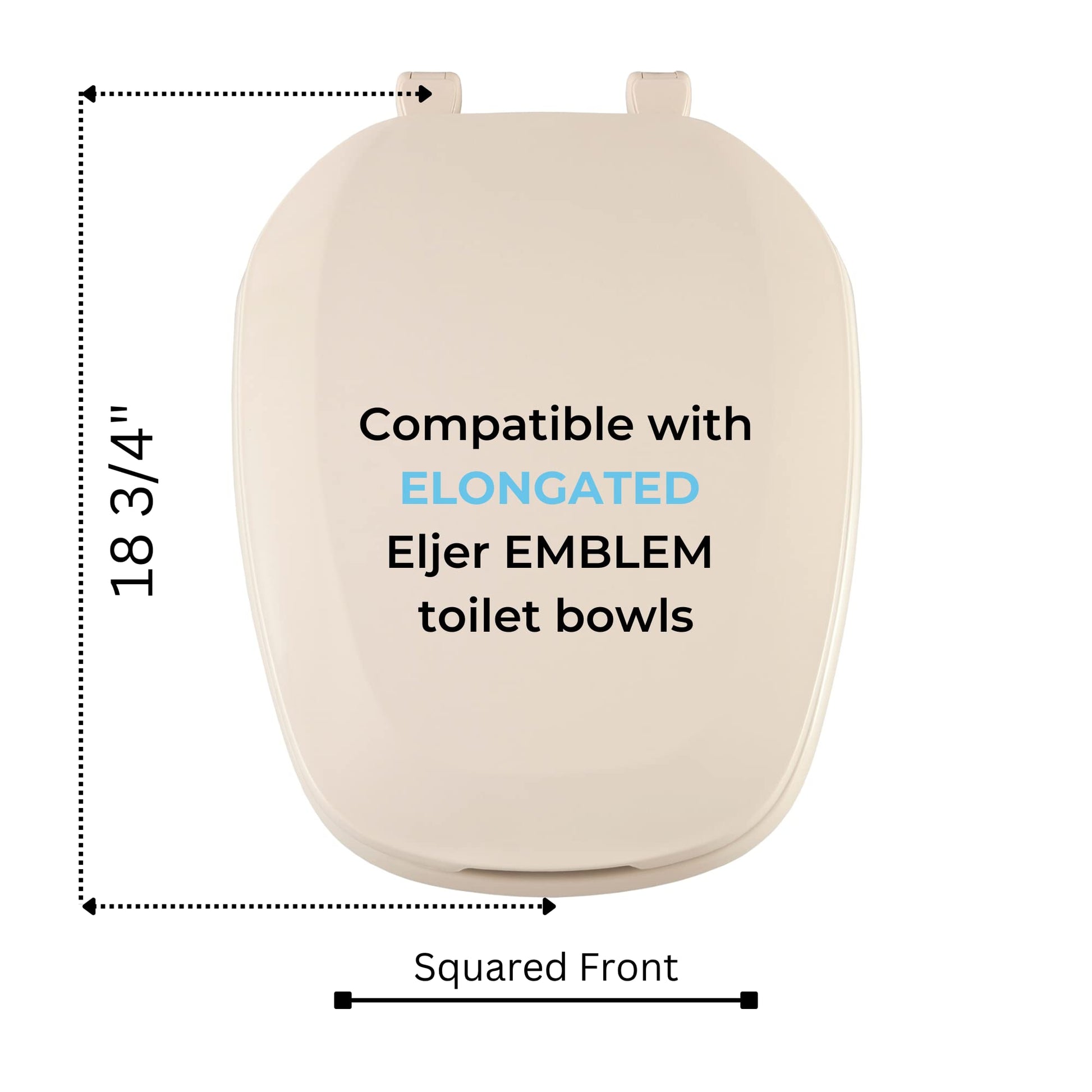 Centoco Eljer Emblem Elongated Toilet Seat with Square Front, Closed Front with Cover, Residential, Plastic, Made in the USA, EMB601-306, Natural