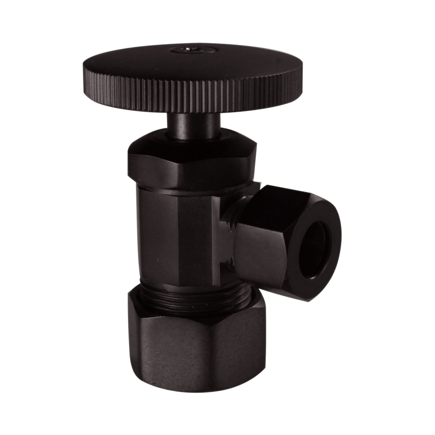 Westbrass A105-12 Round Handle Angle Stop Shut Off Valve, 1/2" Copper Pipe Inlet with 3/8" Compression Outlet, Oil Rubbed Bronze