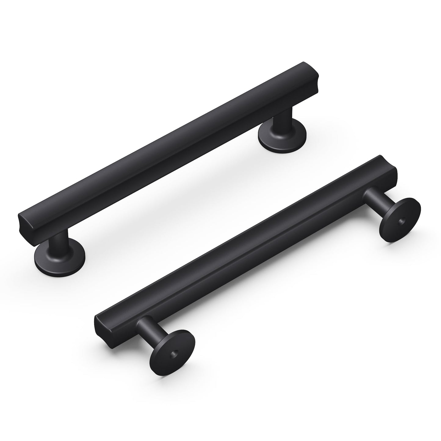 Hickory Hardware 1 Pack Solid Core Kitchen Cabinet Pulls, Luxury Cabinet Handles, Hardware for Doors & Dresser Drawers, 5-1/16 Inch (128mm) Hole Center, Matte Black, Woodward Collection