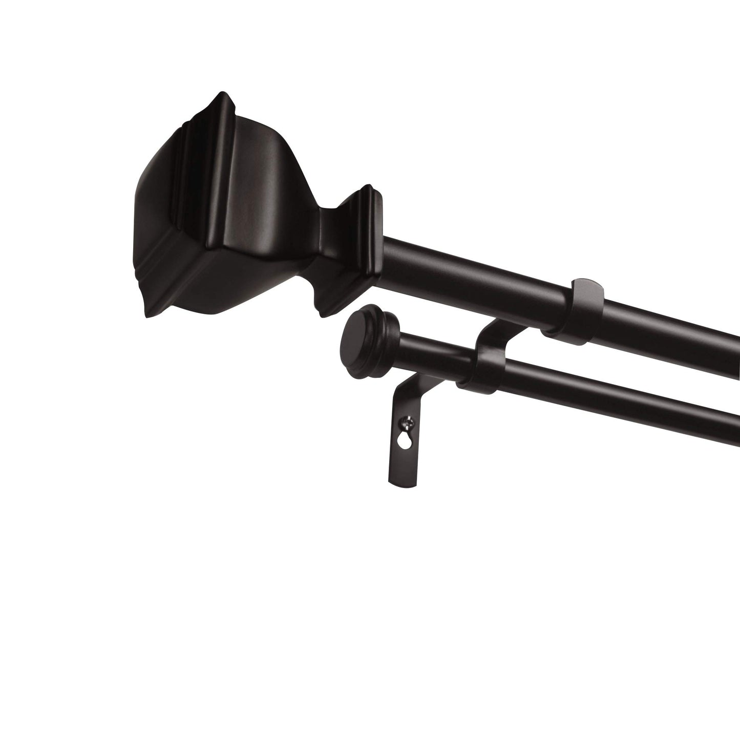 EXCLUSIVE HOME Napoleon Double Curtain Rod and Finial Set, Matte Bronze, 36"-72"