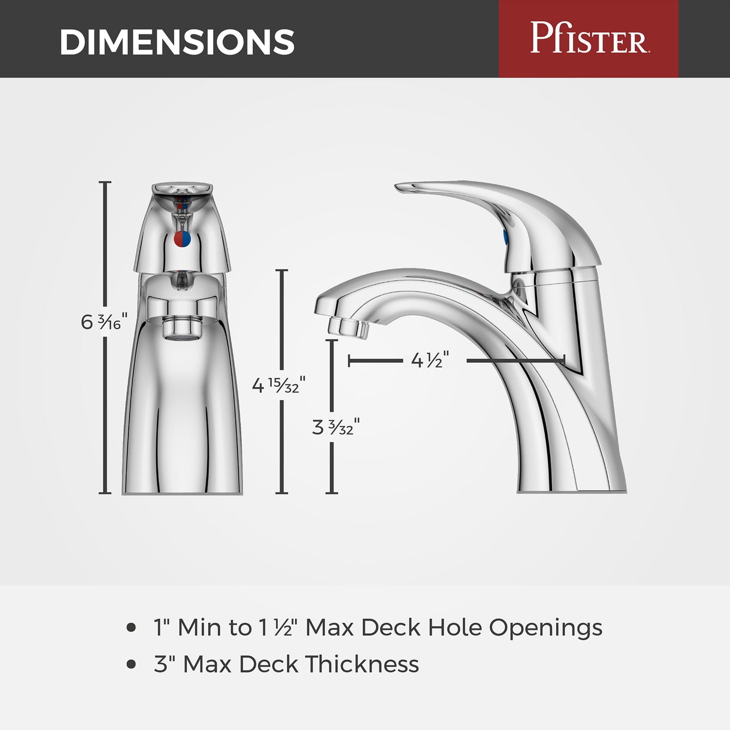 Pfister Parisa Single Handle Bathroom Sink Faucet 1 Hole Polished Chrome Finish with Push & Seal Drain WaterSense Certified Ceramic Disc Valve Technology LF042PRCC