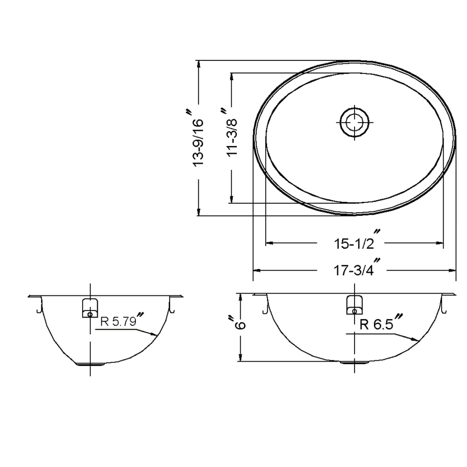 Houzer Opus Stainless Steel Bathroom Sink: 18 Inch Undermount Oval Bowl without Overflow, Optional Grid Drain, Durable & Versatile, Essential for Home & Apartment: CH-1800-1