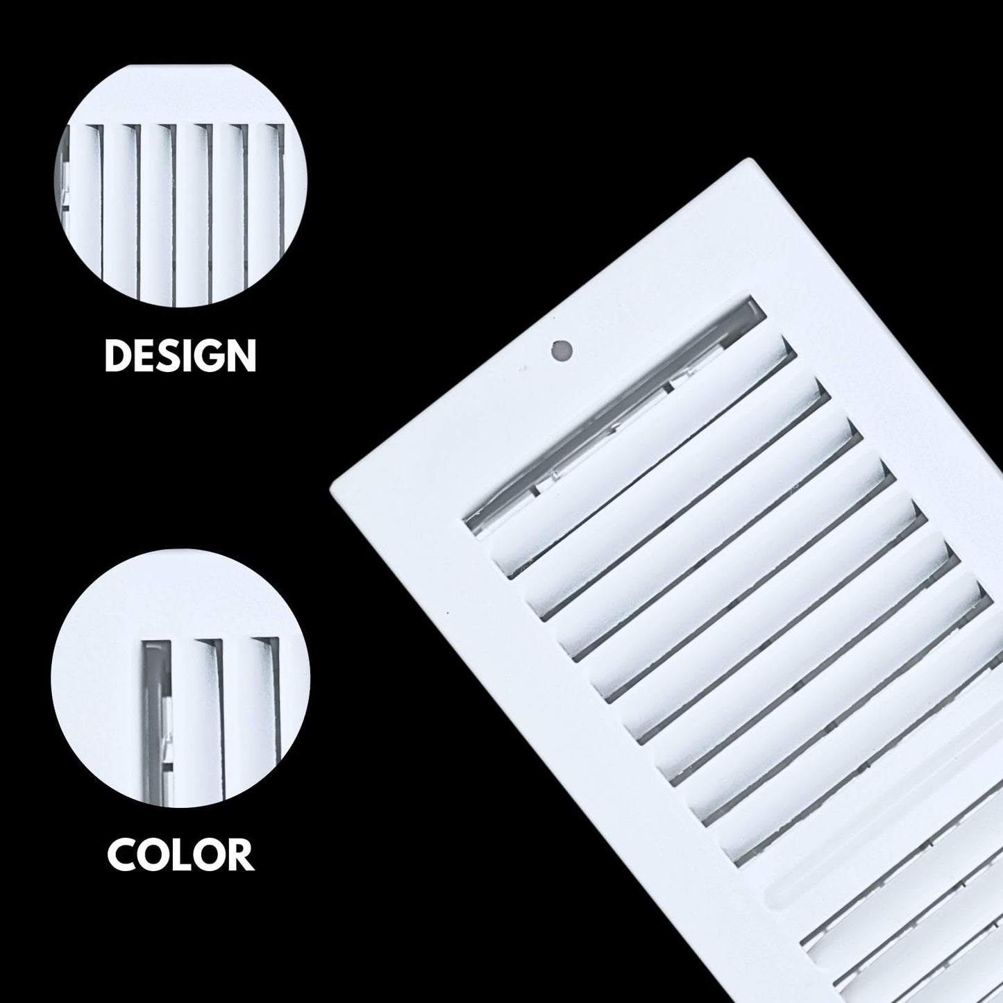 Sierra Grates 4" x 12" White Sidewall & Ceiling Register 2 Way – Steel Air Vent Cover, HVAC Supply Grille for Wall or Ceiling, Fits 4x12 Duct Opening, Heavy Duty Register