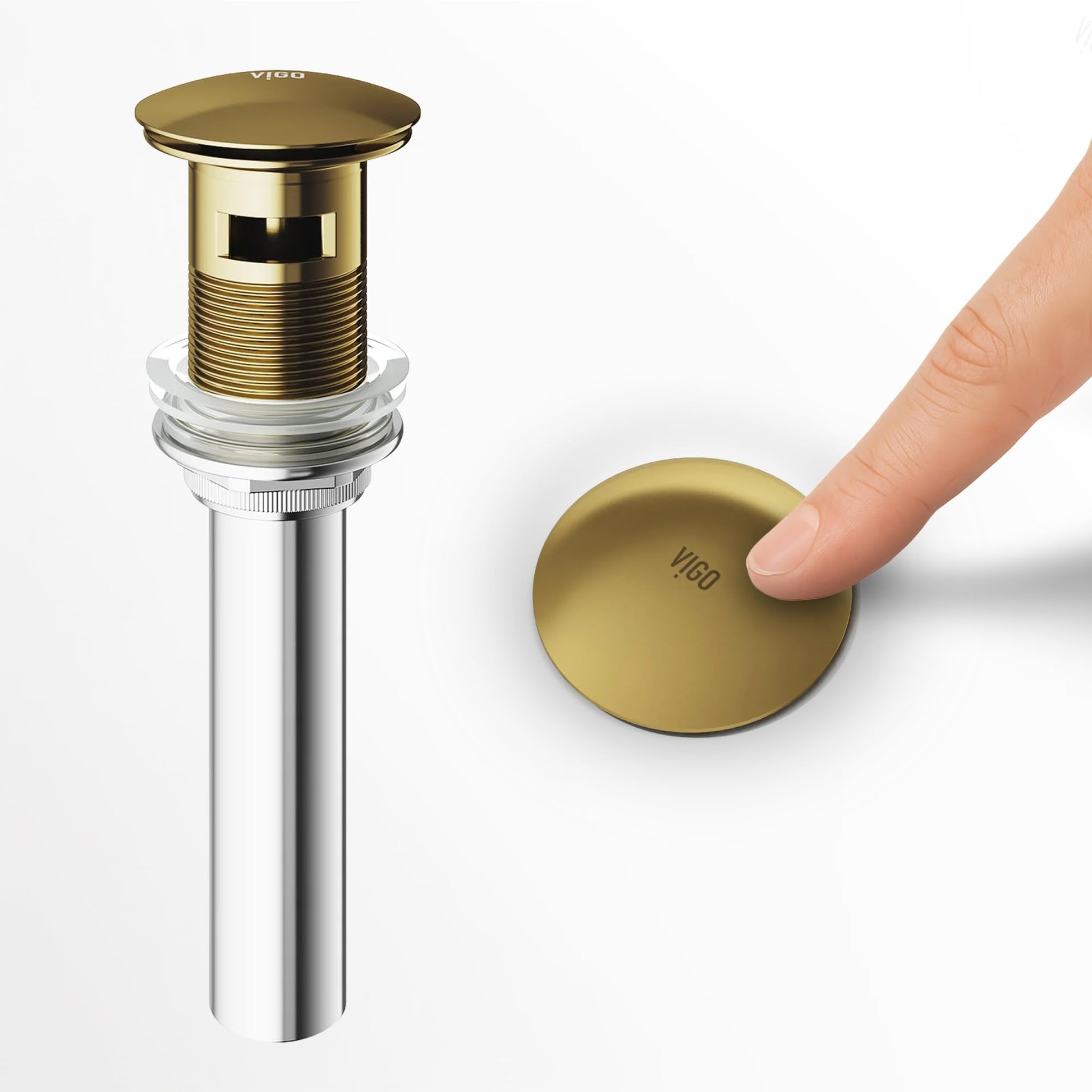 VIGO 1-3/4 in. Bathroom Sink Pop-Up Drain with Overflow in Matte Brushed Gold - VG16002MG
