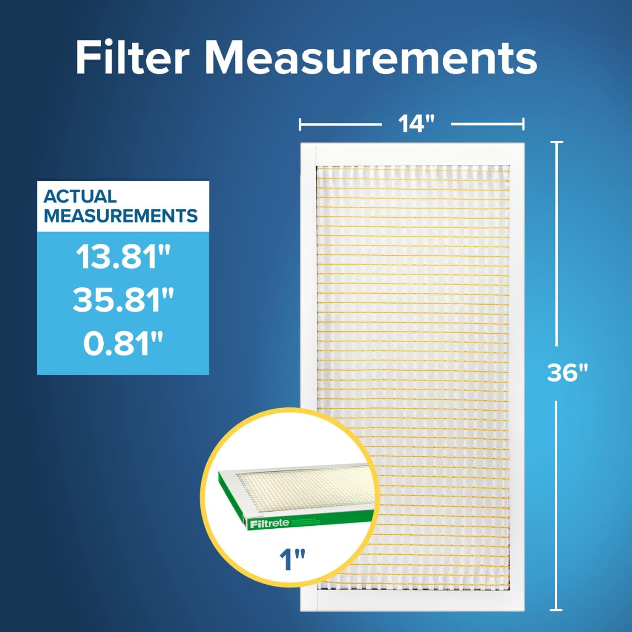 Filtrete 14x36x1 AC Furnace Air Filter, MPR 700, MERV 8, Tough on Pollen, Easy on Airflow, 3-Month Pleated 1-Inch Electrostatic Air Cleaning Filter, 6-Pack (Actual Size 13.81 x 35.81 x 0.81 in)