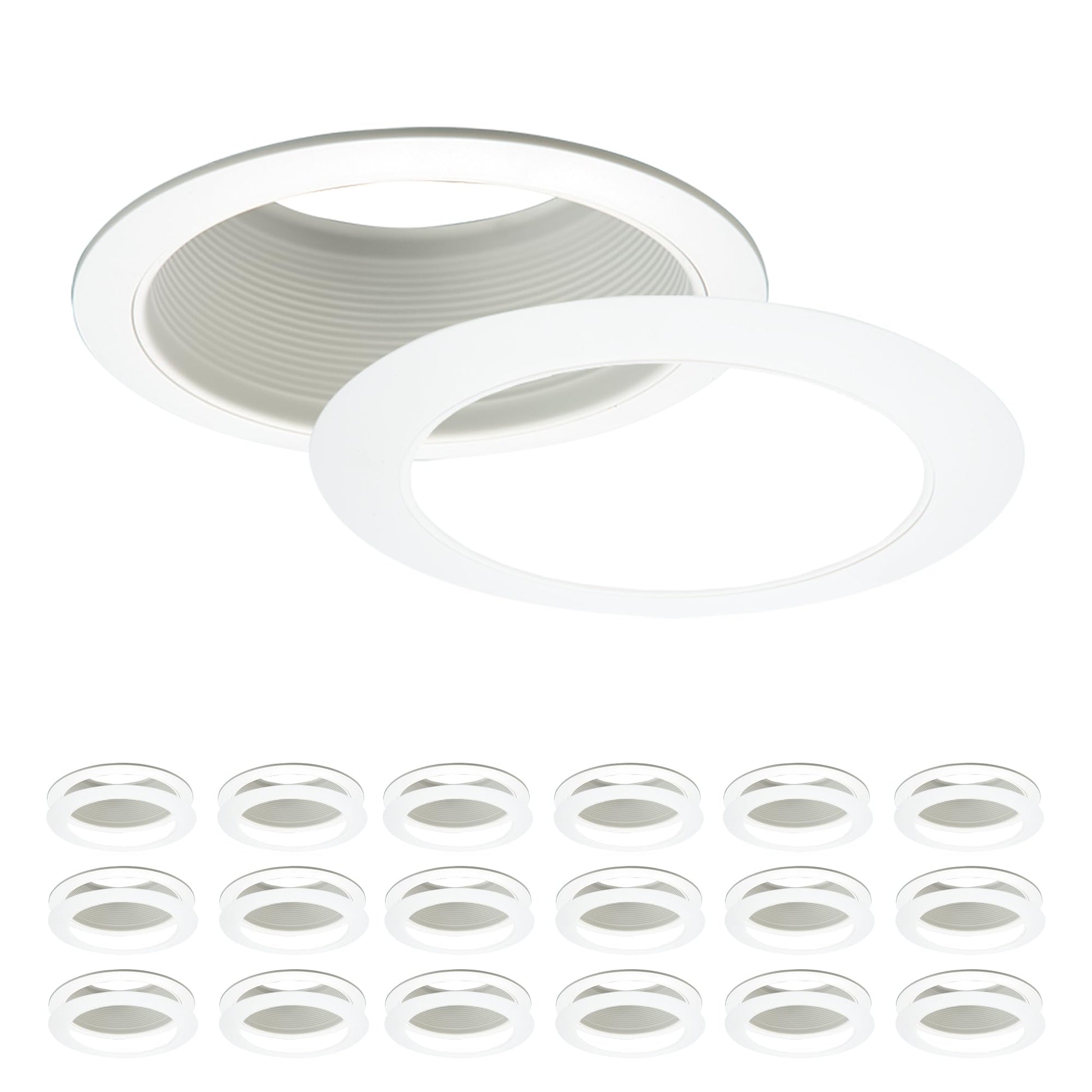 HALO E26 Series 6 in. White Recessed Ceiling Light Fixture Trim with White Straight Side Metal Baffle (6101WB-18PK)