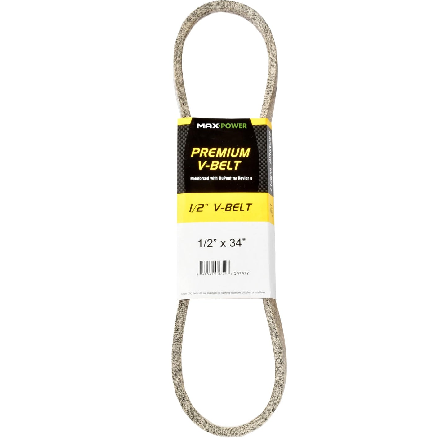 Maxpower 347477 Premium Belt Reinforced with Kevlar Fiber Cords, 1/2" x 34"