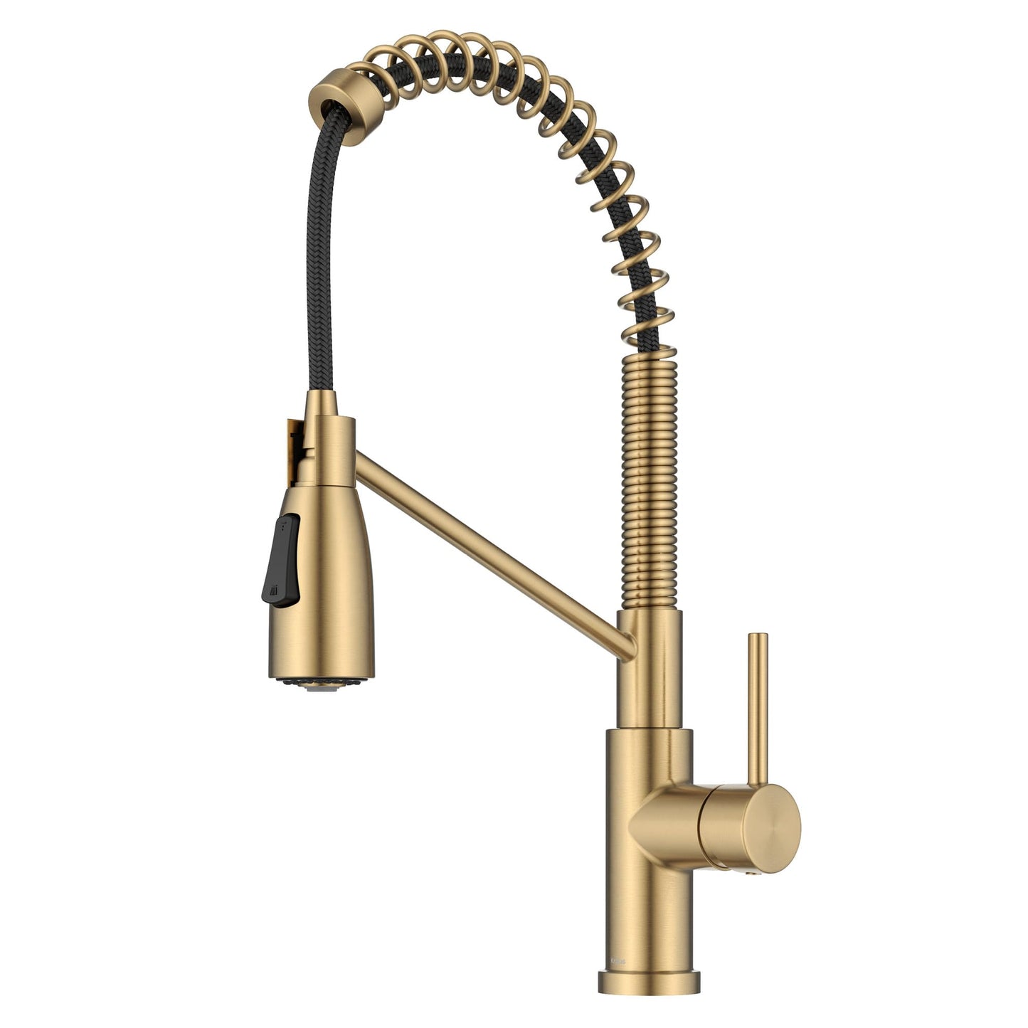 KRAUS Coda Commercial Style 2-Function Single Handle Pull Down Kitchen Faucet in Spot-Free Brushed Brass, KPF-1617BB