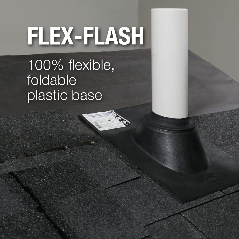 Oatey 14041 Flex-Flash Roof Flashing, Foldable Plastic, 4 Inch Pipe Diameter, 11.5 X 14 Inch Base