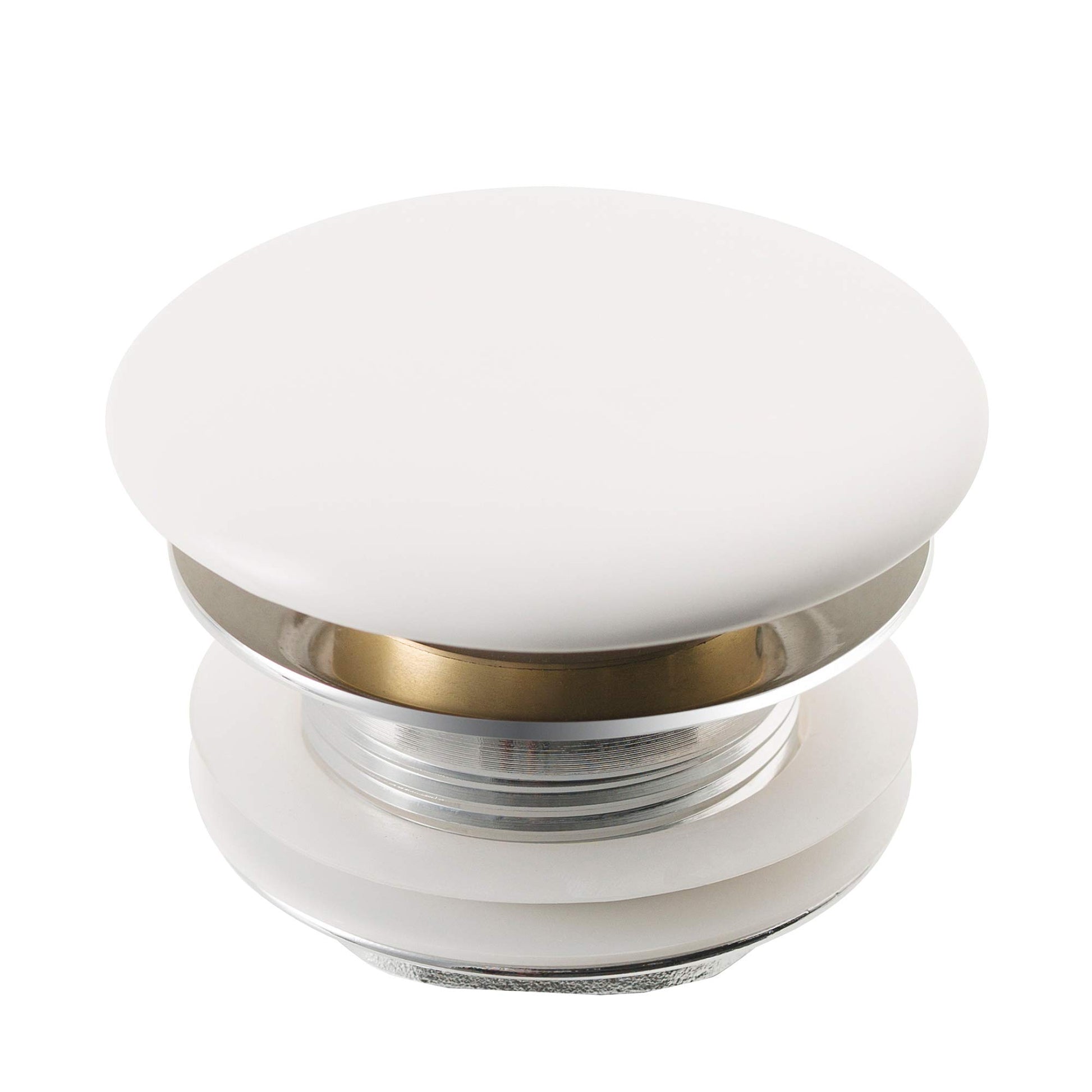 KRAUS PU-20GWH Gloss White Pop-Up Drain with Porcelain Ceramic Top for Bathroom Sink without Overflow