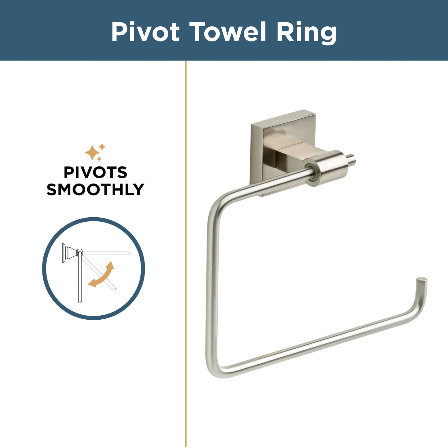 Franklin Brass Hand Towel Holder | Square Satin Nickel Ring for Hanging Towels in Kitchen, Bathroom | Maxted Accessories