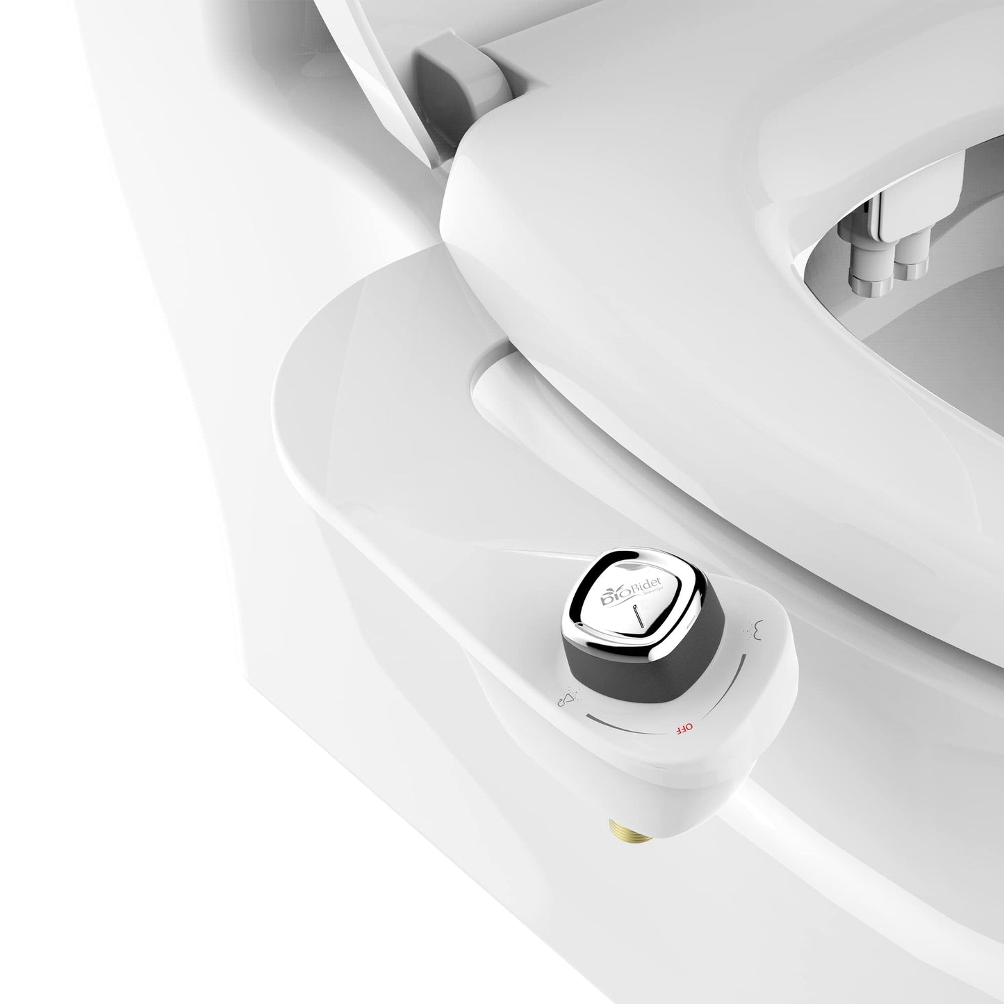 Bio Bidet SlimEdge Bidet Attachment for Toilet, Non Electric, Dual Nozzles for Front and Rear Cold Water Wash, Adjustable Water Pressure, White