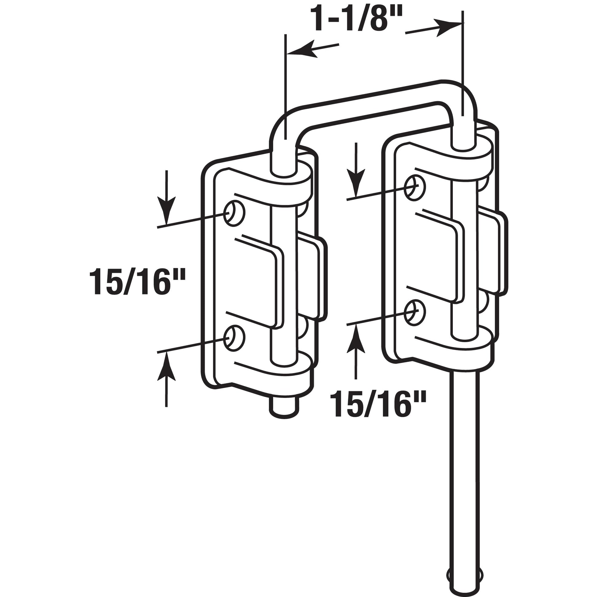 Prime-Line U 9846 Patio Sliding Door Loop Lock, 1-1/8 In. Hardened Steel Bar with Diecast Base, Nickel Plated (Single Pack)