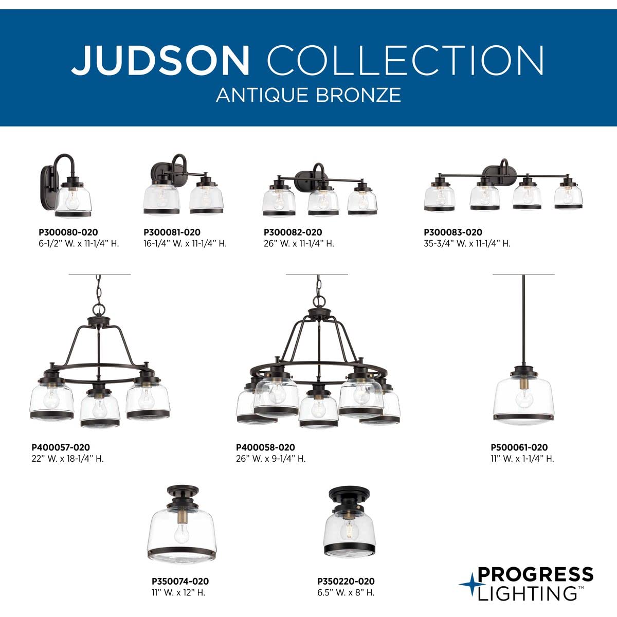Judson Collection 1-Light 8 in. Antique Bronze Semi-Flush Light