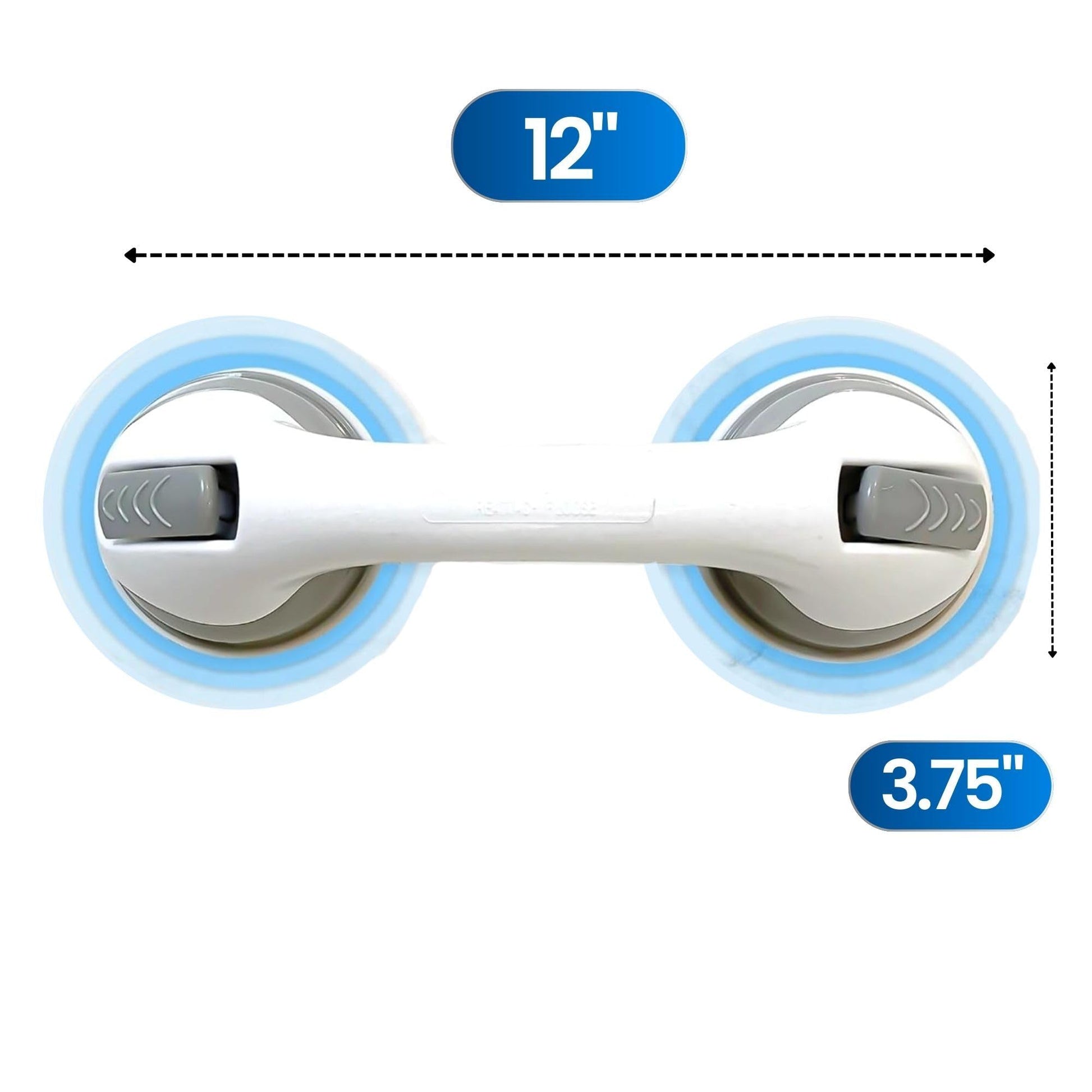 Safe-er-Grip Safe-er-Grip Changing Lifestyles Suction Cup Grab Bars for Bathtubs & Showers; Safety Bathroom Assist Handle, White & Grey, 12 inches