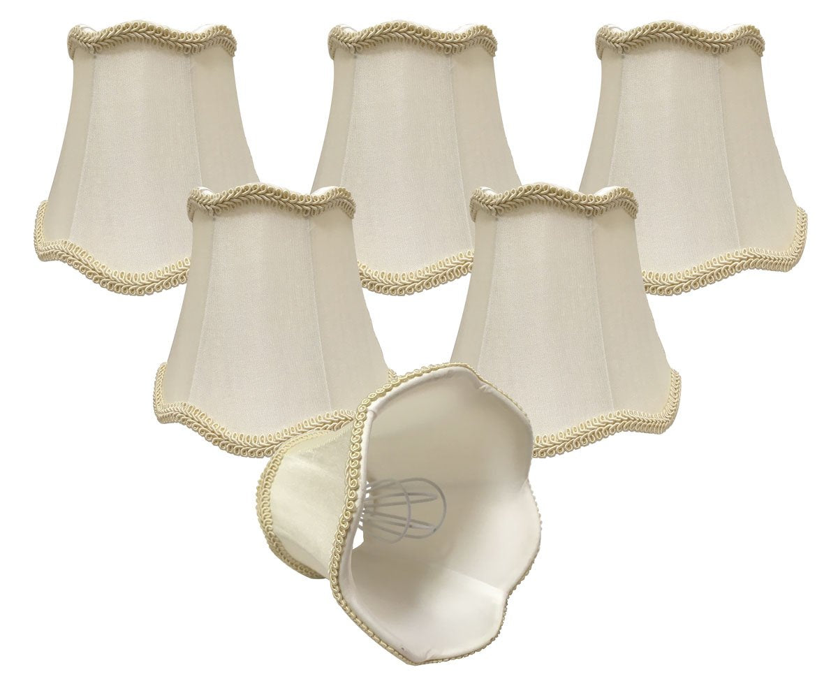Royal Designs, Inc. CSO-1028-5EG-6 Softback Scalloped Bell Chandelier Shade with Designer Trim, 3 x 5 x 4.5, Eggshell, 6-Pack