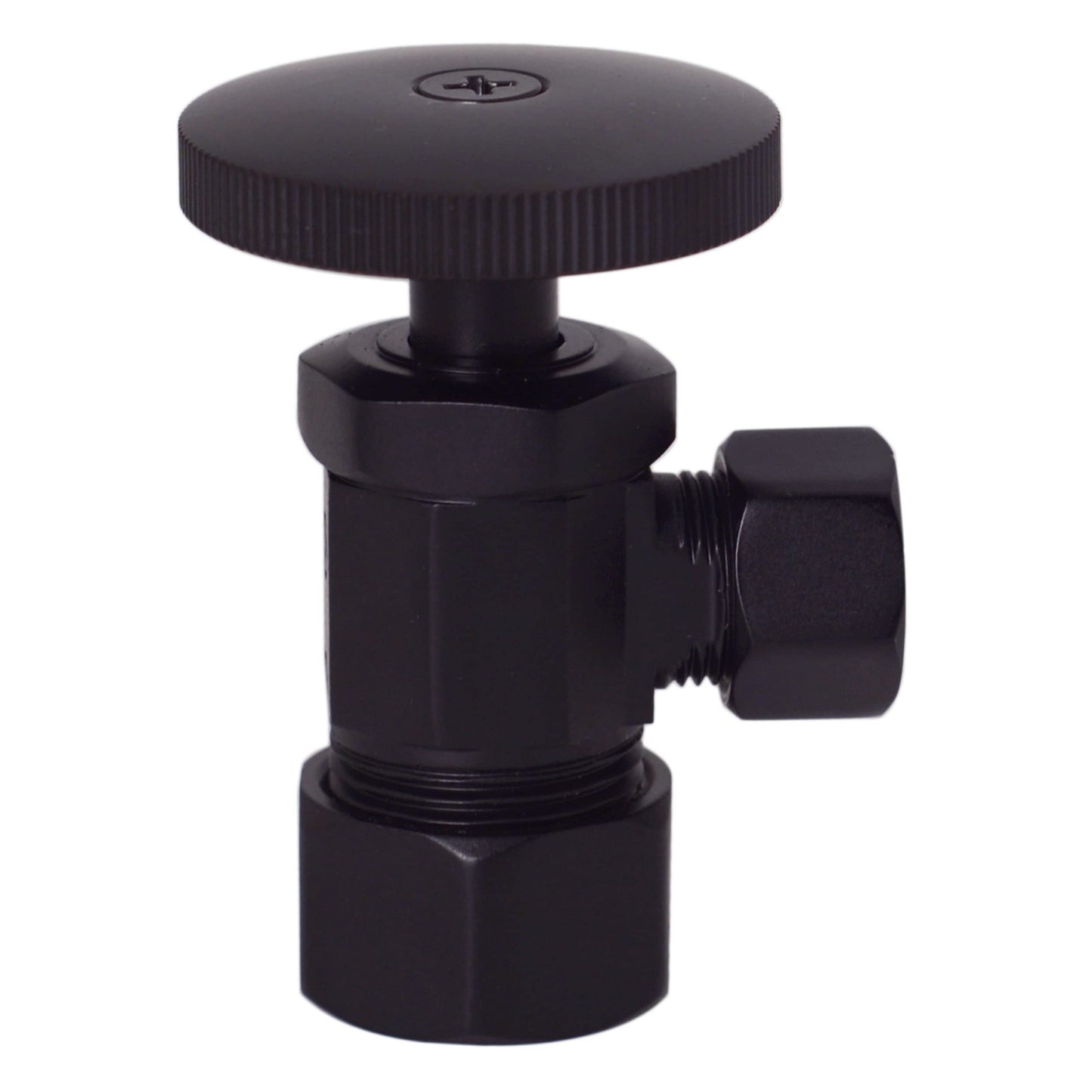 Westbrass A105-12 Round Handle Angle Stop Shut Off Valve, 1/2" Copper Pipe Inlet with 3/8" Compression Outlet, Oil Rubbed Bronze
