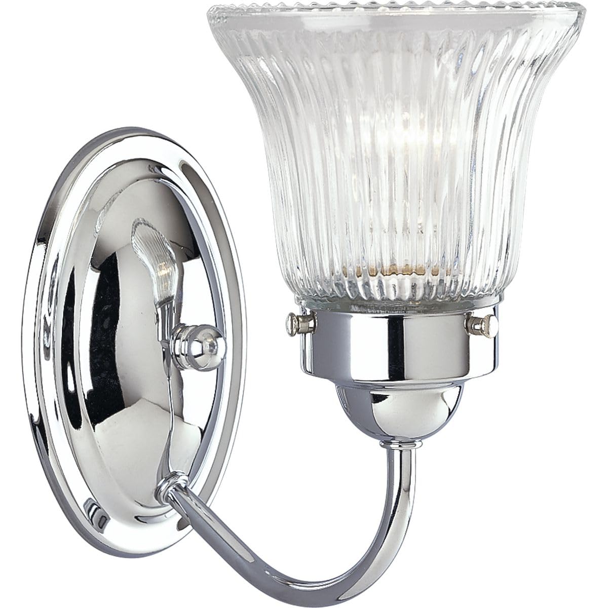Progress Lighting 1-Light Clear Prismatic Glass Traditional Bath Vanity Light, Fluted Glass Collection, Indoor, P3287-15, Polished Chrome