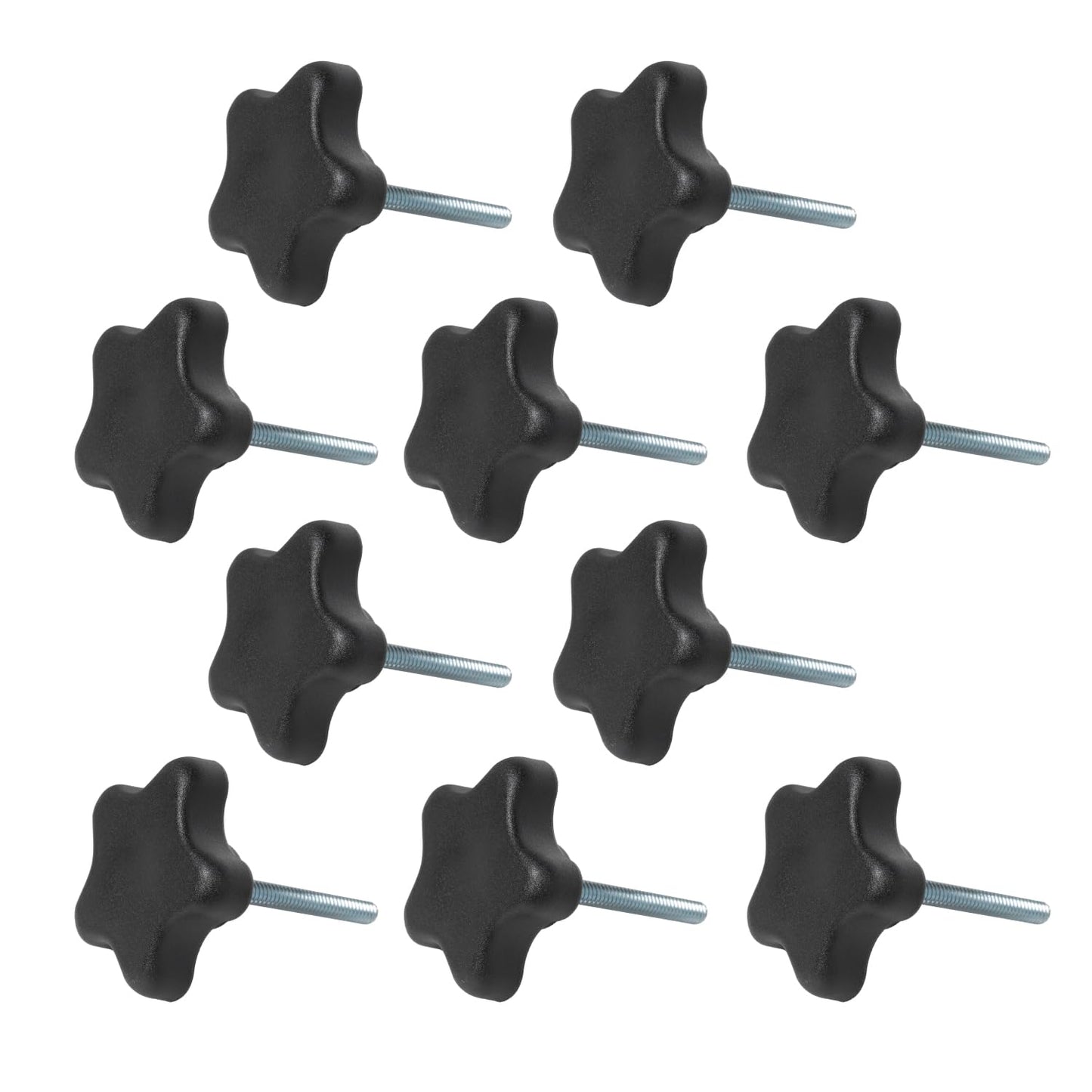POWERTEC 10 Pack 1/4"-20 5 Star Knobs with 2" Threaded Stud, Thumb Screw Knobs with bolts for Lawn Mower, Umbrella Base, Woodworking Tools & Jigs, Clamps (QNB3010-P2)