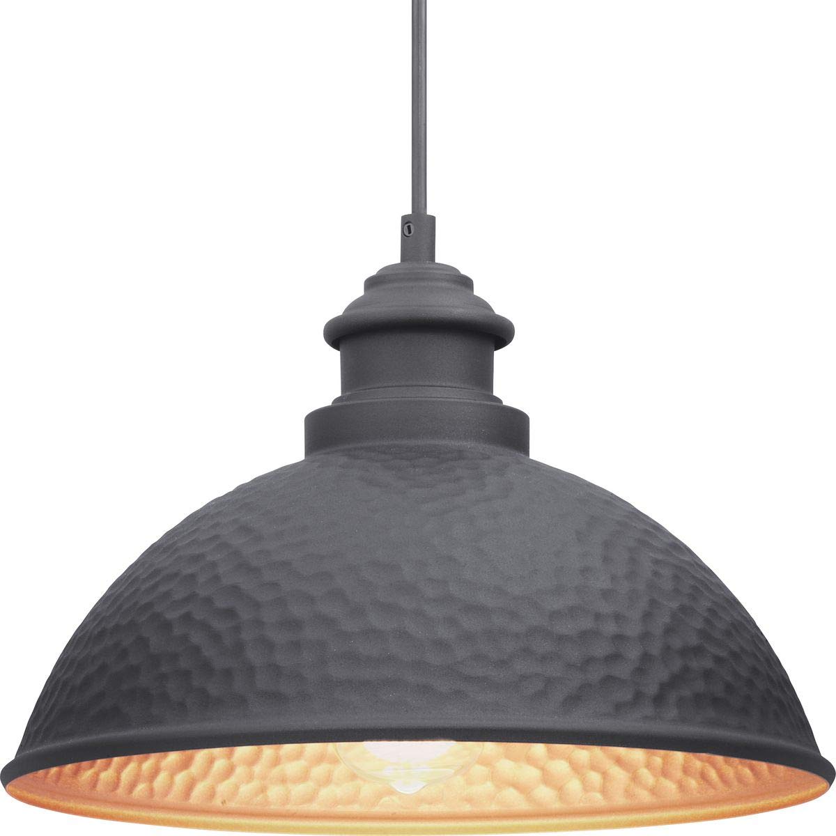 Progress Lighting Englewood Collection 1-Light Farmhouse Outdoor Hanging Lantern Light Textured Black