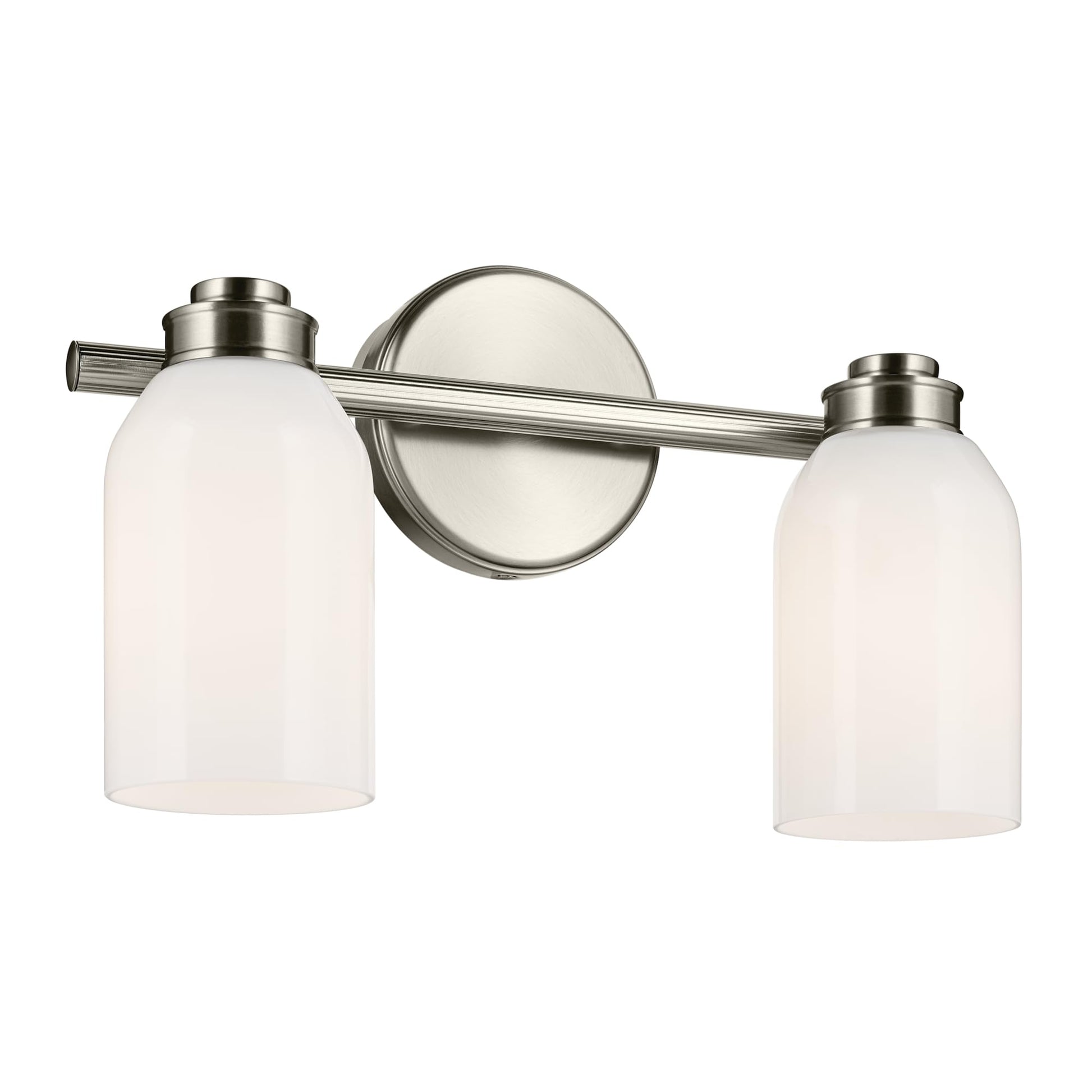 Kichler Shae 15" 2-Light Bathroom Vanity Light Fixture with White Opal Glass in Brushed Nickel for Modern Bathroom Vanity Lighting Over Mirror (15" W x 9" H), 55201NI