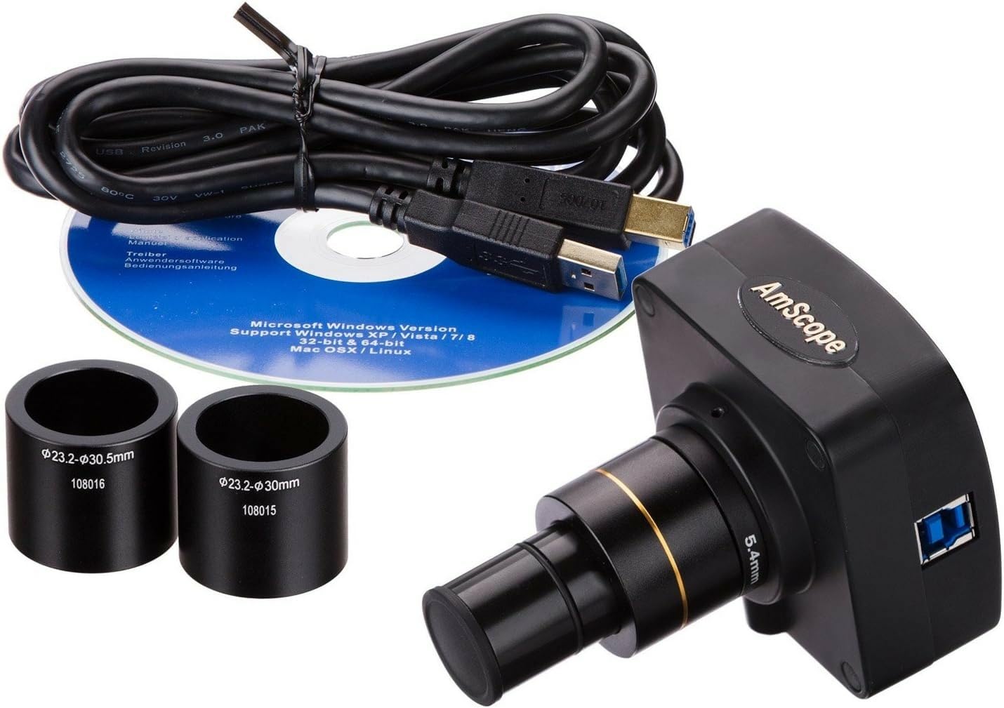 AmScope MU1003 10MP USB3.0 Real-Time Live Video Microscope Digital Camera 10 MP, white