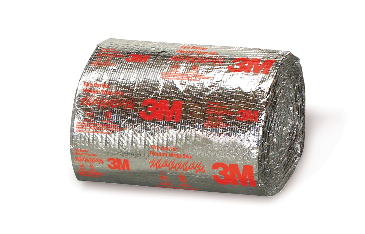 3M Fire Barrier Plenum Wrap 5A+, Inorganic Fiber Blanket With Encapsulated Scrim-Reinforced Foil, 1/2 in x 24 in x 50 ft, 1 Roll