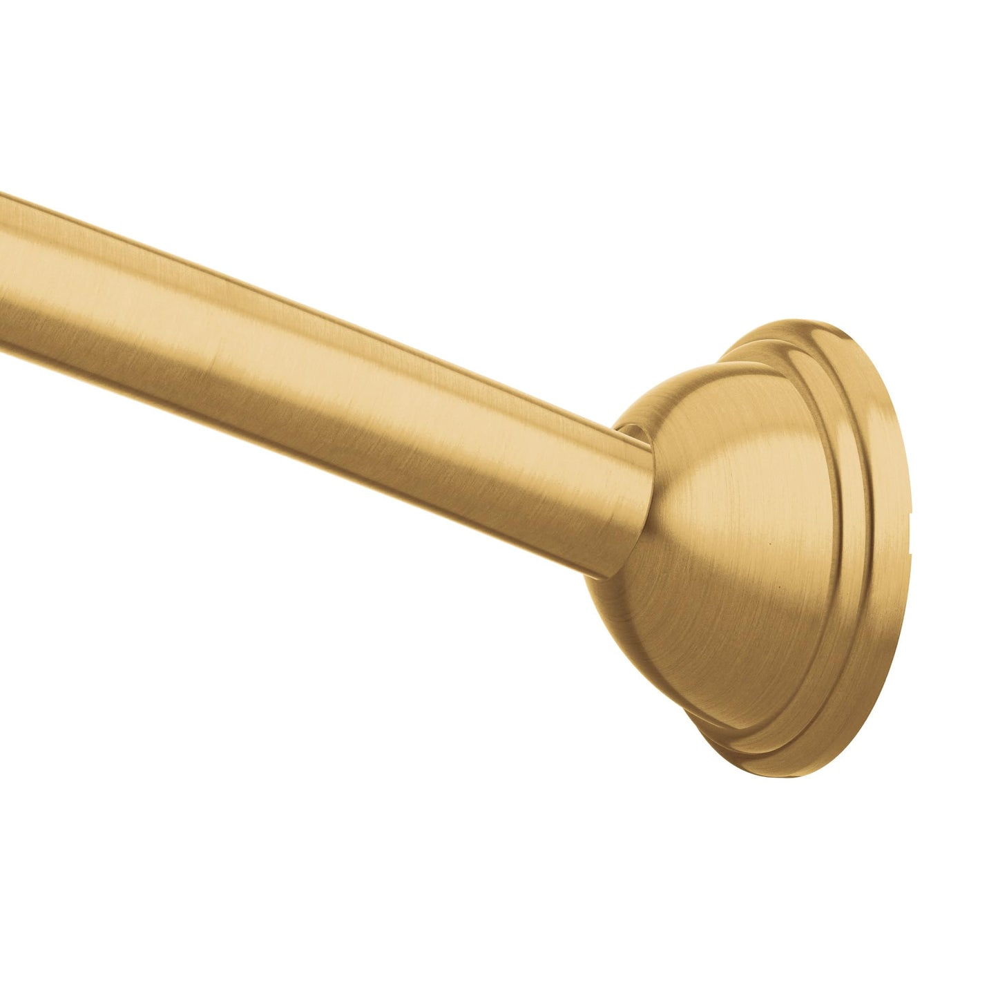 Moen Brushed Gold 54 to 72-Inch Adjustable Single Curved Shower Rod, Wall Mounted Permanent Curtain Bar for Bathroom, CSR2160BG